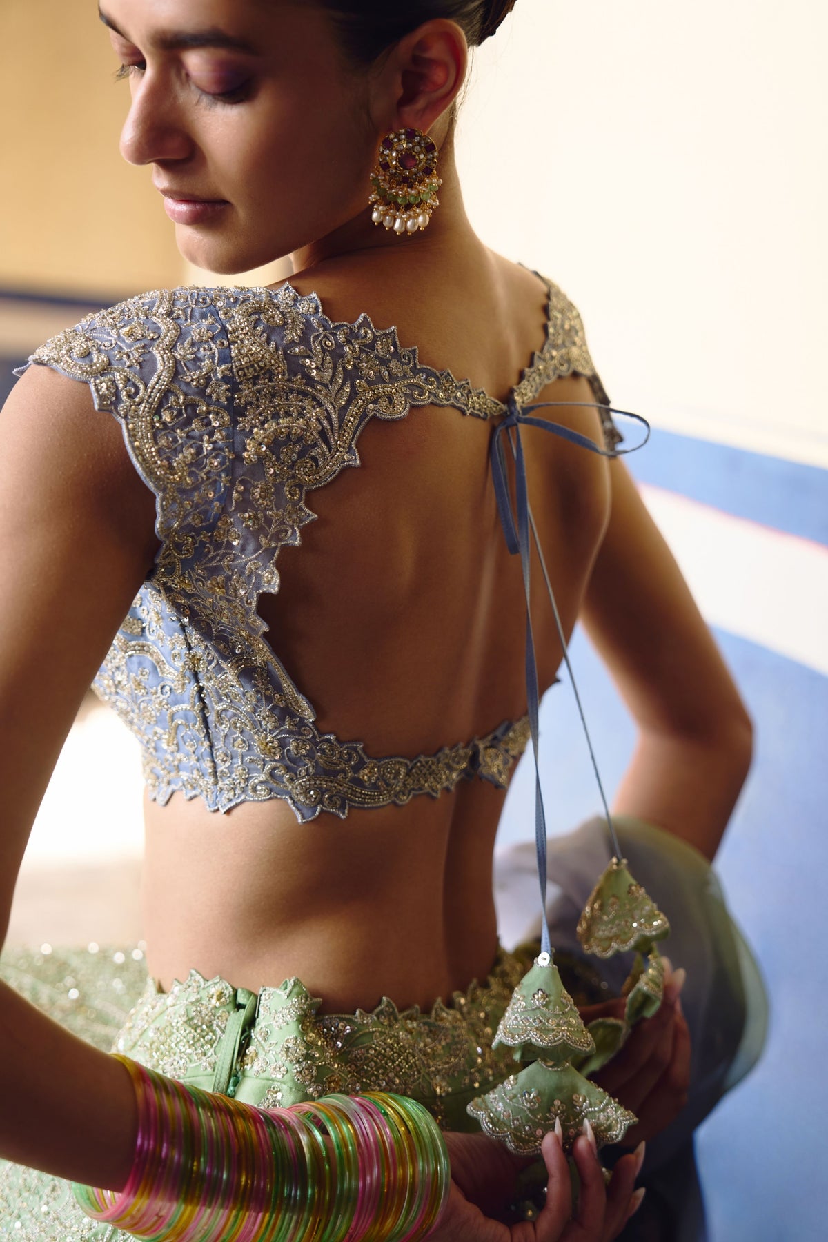 Ombre Crystal Lehenga Set
