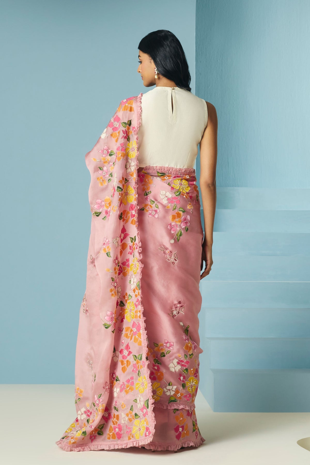 Blush Bougainvillea Saree