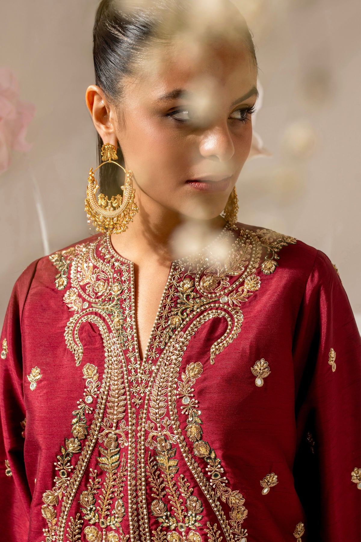Maroon Silk Embroidered Paisley Kurta Set