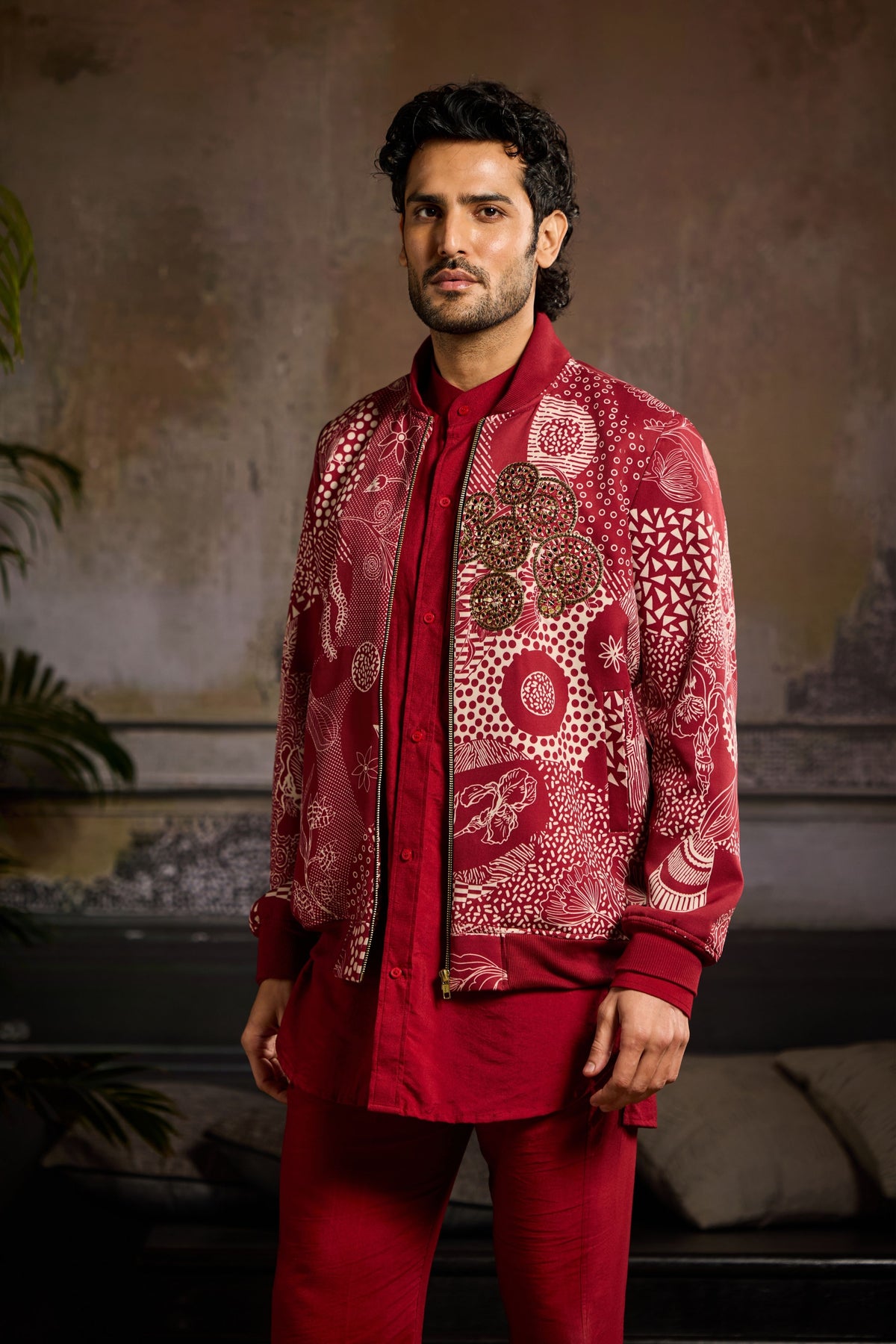 Maroon Bomber Jacket set