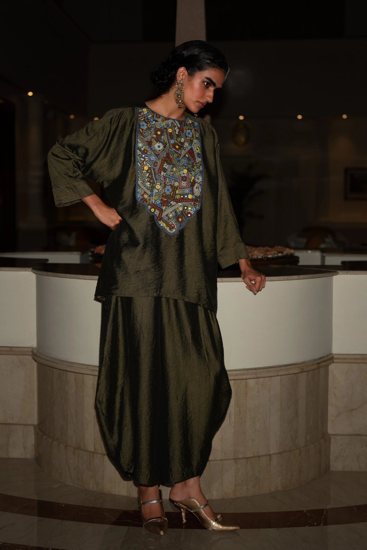 Embroidered Bib Top