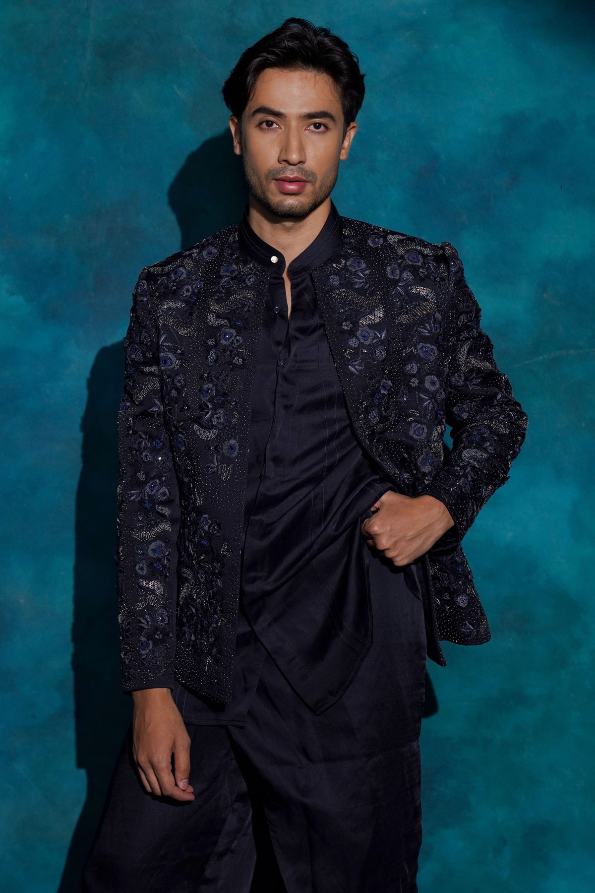 Midnight Blue Floral Jacket Set