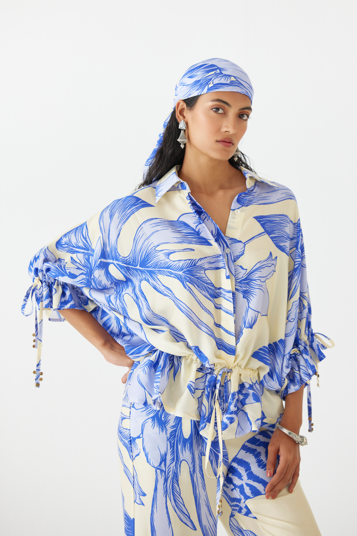 Blue Aphrodite Drawstring Shirt &amp; Trousers