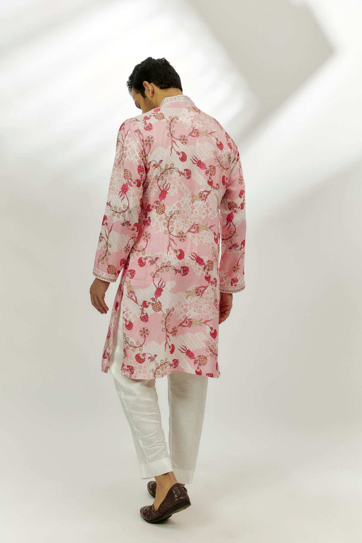Pastel Pink Printed and Embroirdered Kurta