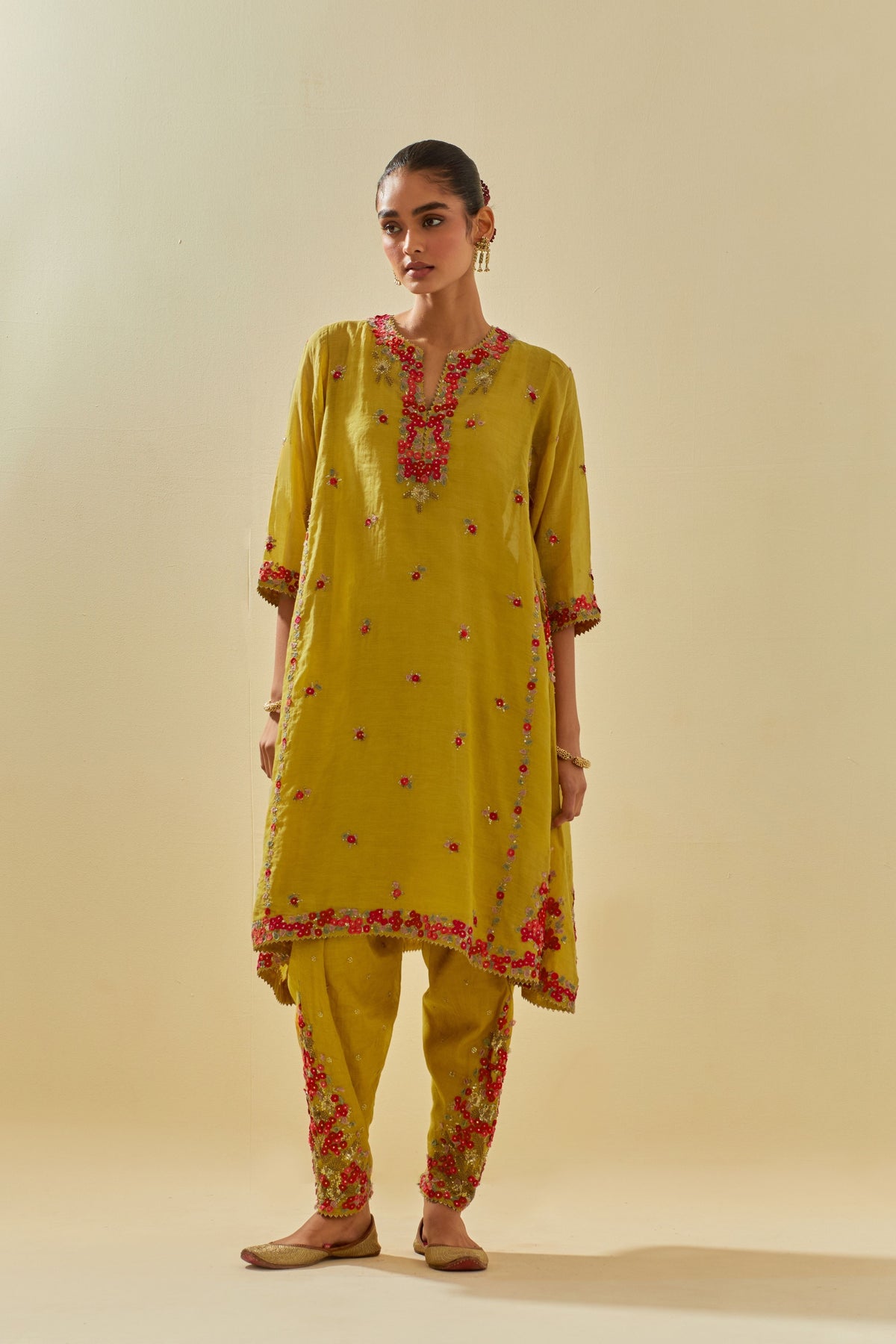 Yellow Short Kurta Set