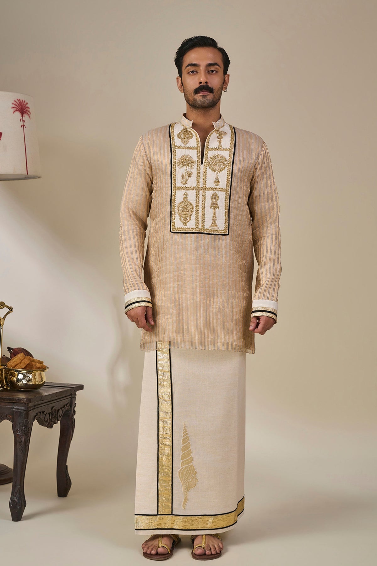 Ivory Kochi Conch Lungi Set