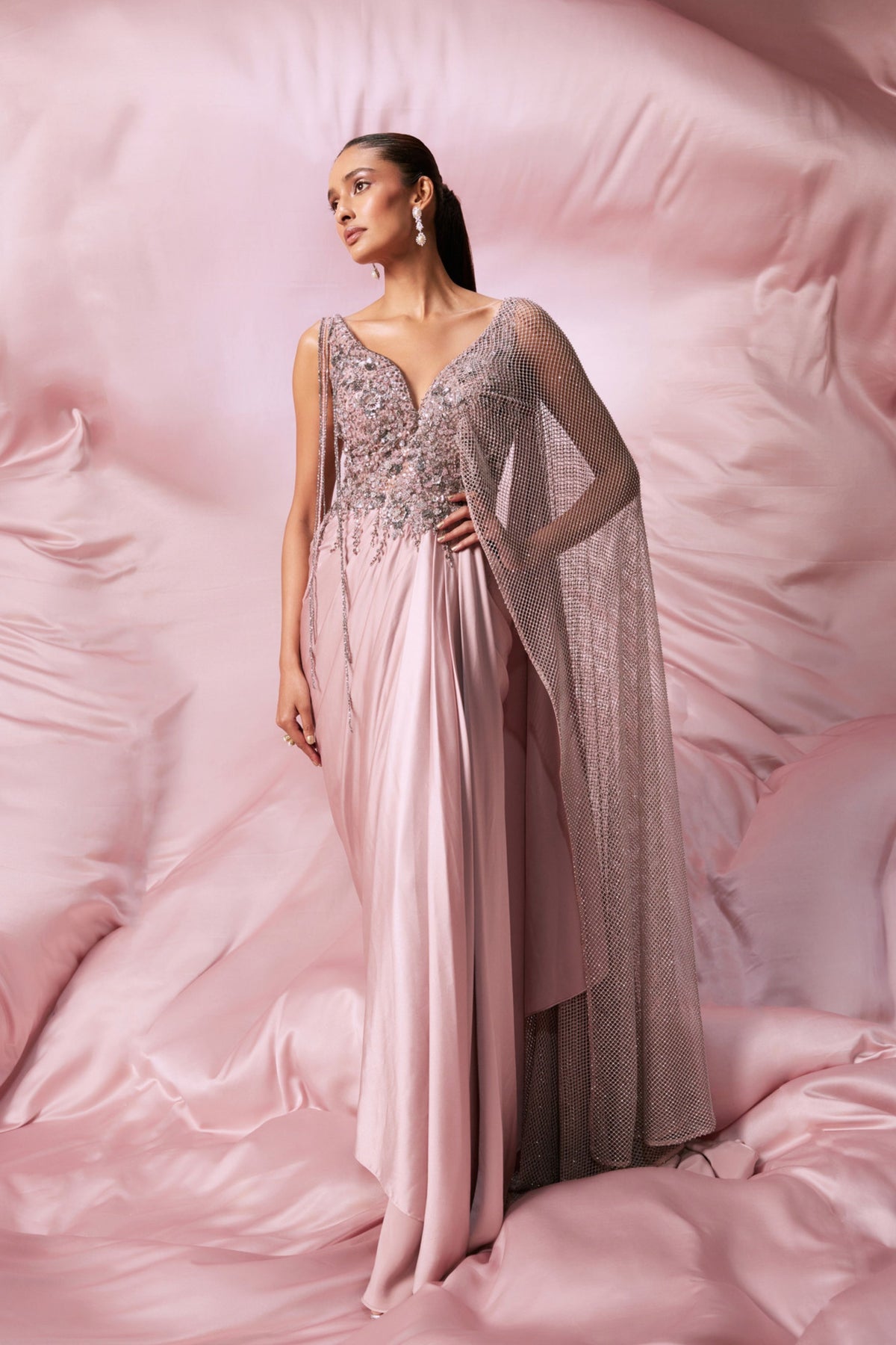Soft Pink Drape Gown