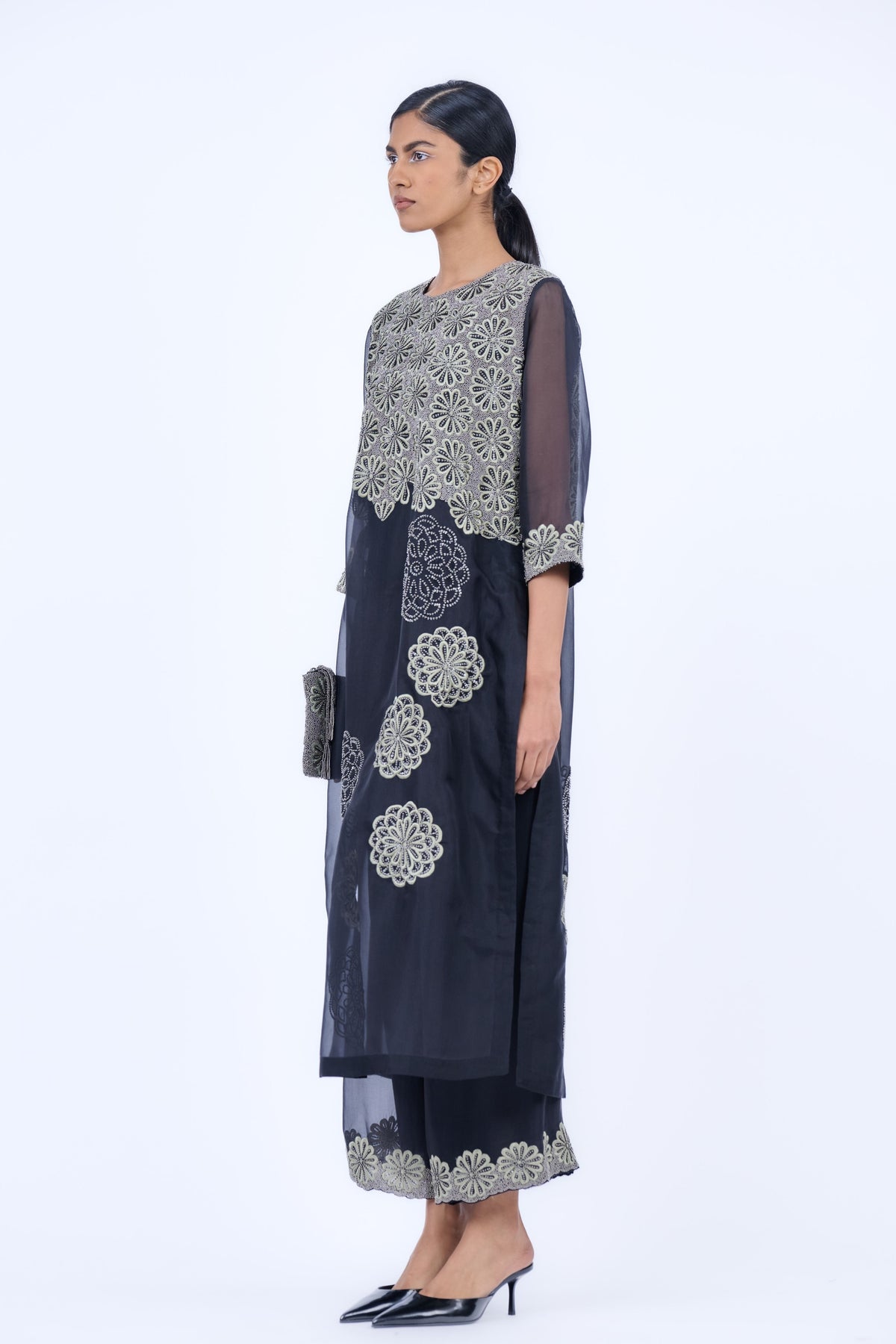 Silk Organza Threadwork Pants