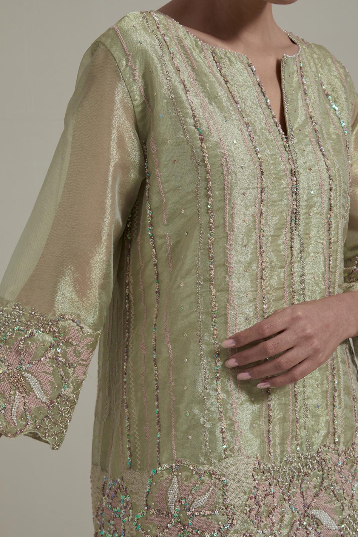 Embroidered Green Skirt Set