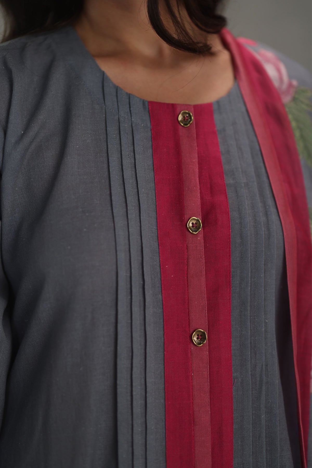 Grey Tuberose Kurta Set