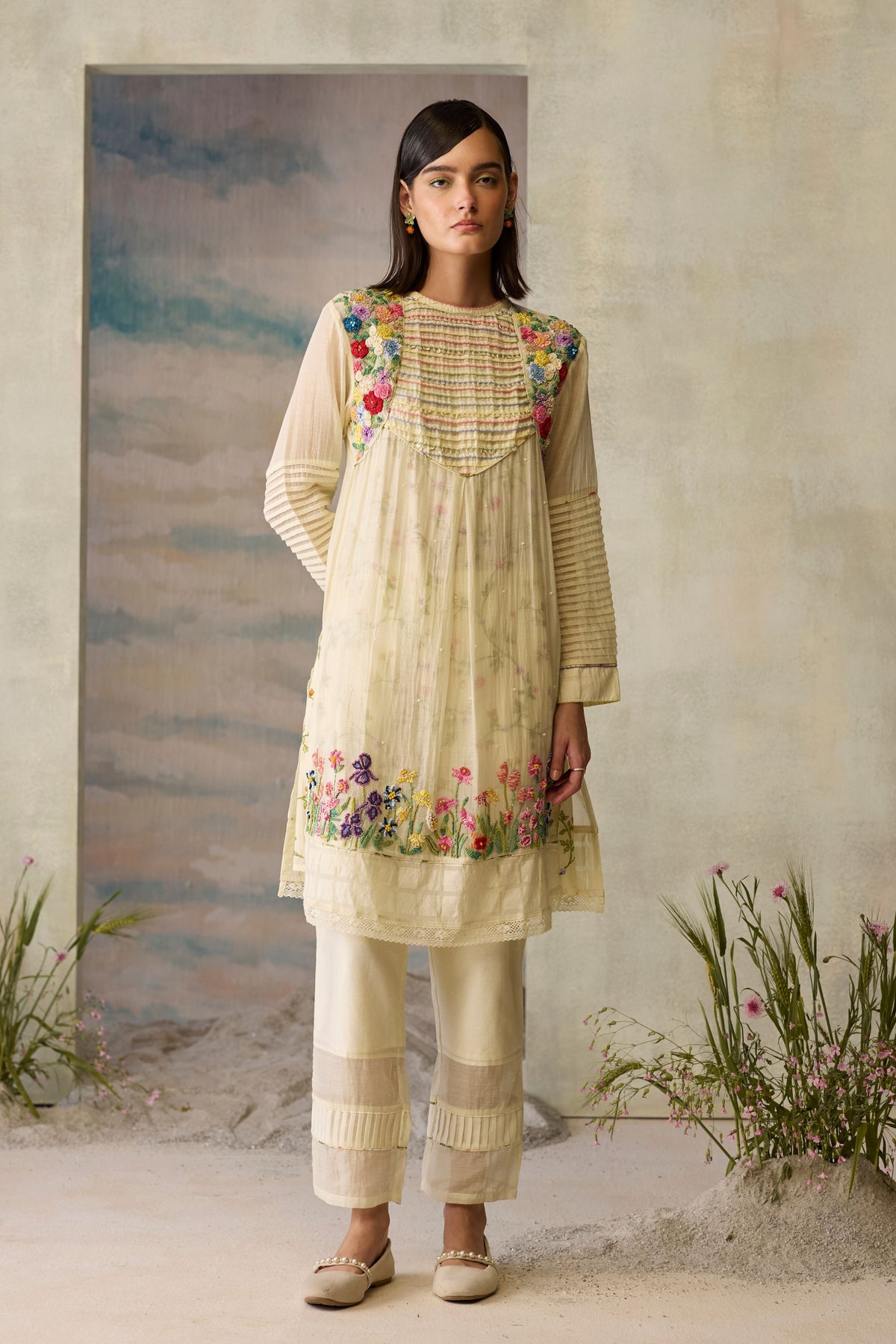 Moonlight Floral Beaded Kurta