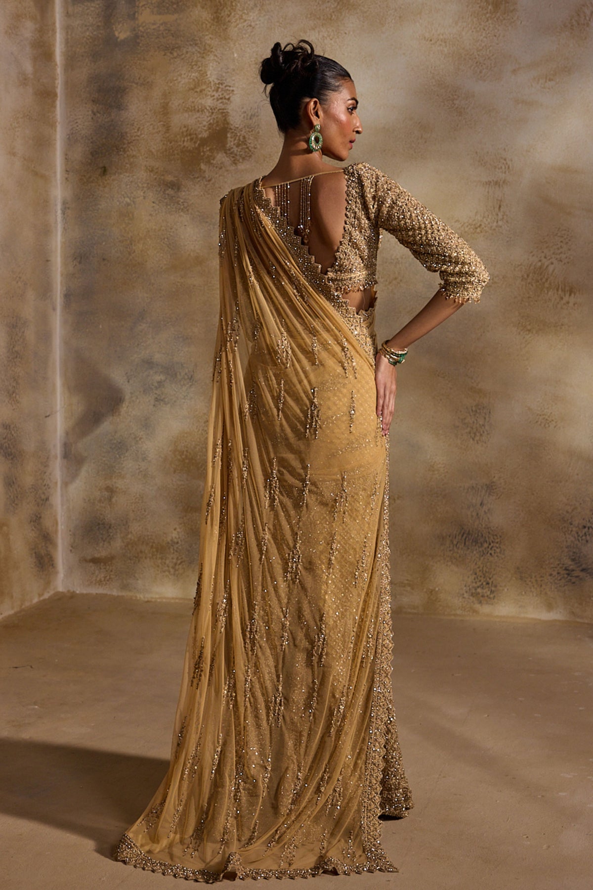 Gold Draped Lehenga Saree