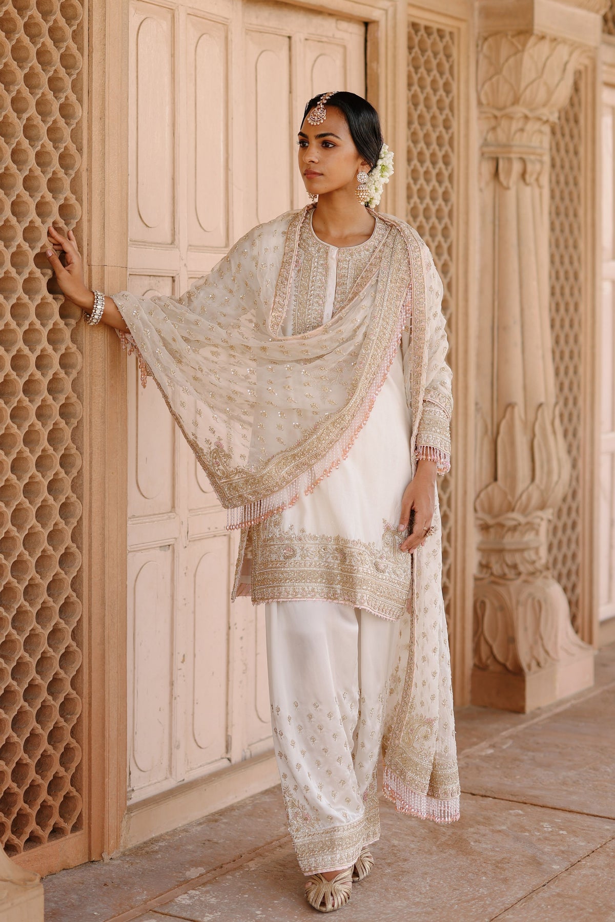 Ansha Ivory Short Kurta Set