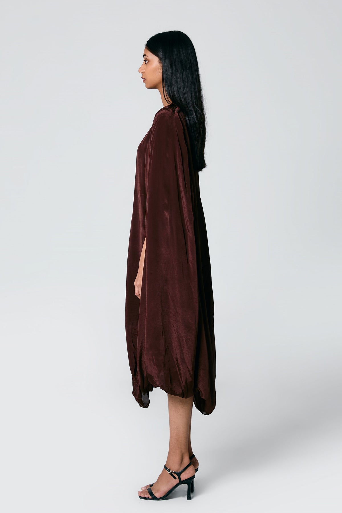 Brown Cowl Dress