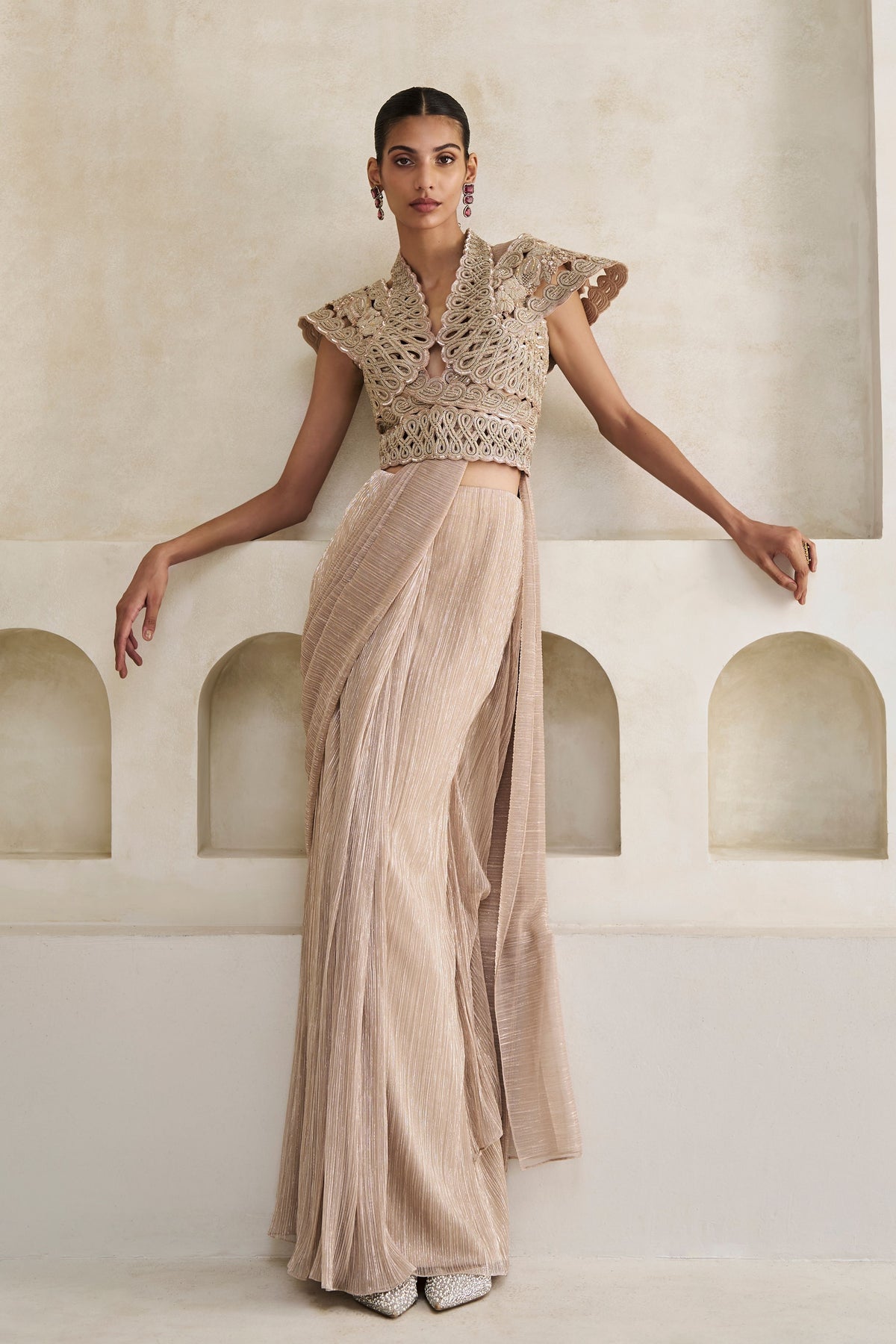 Celosia Arched Saree and Harness Set