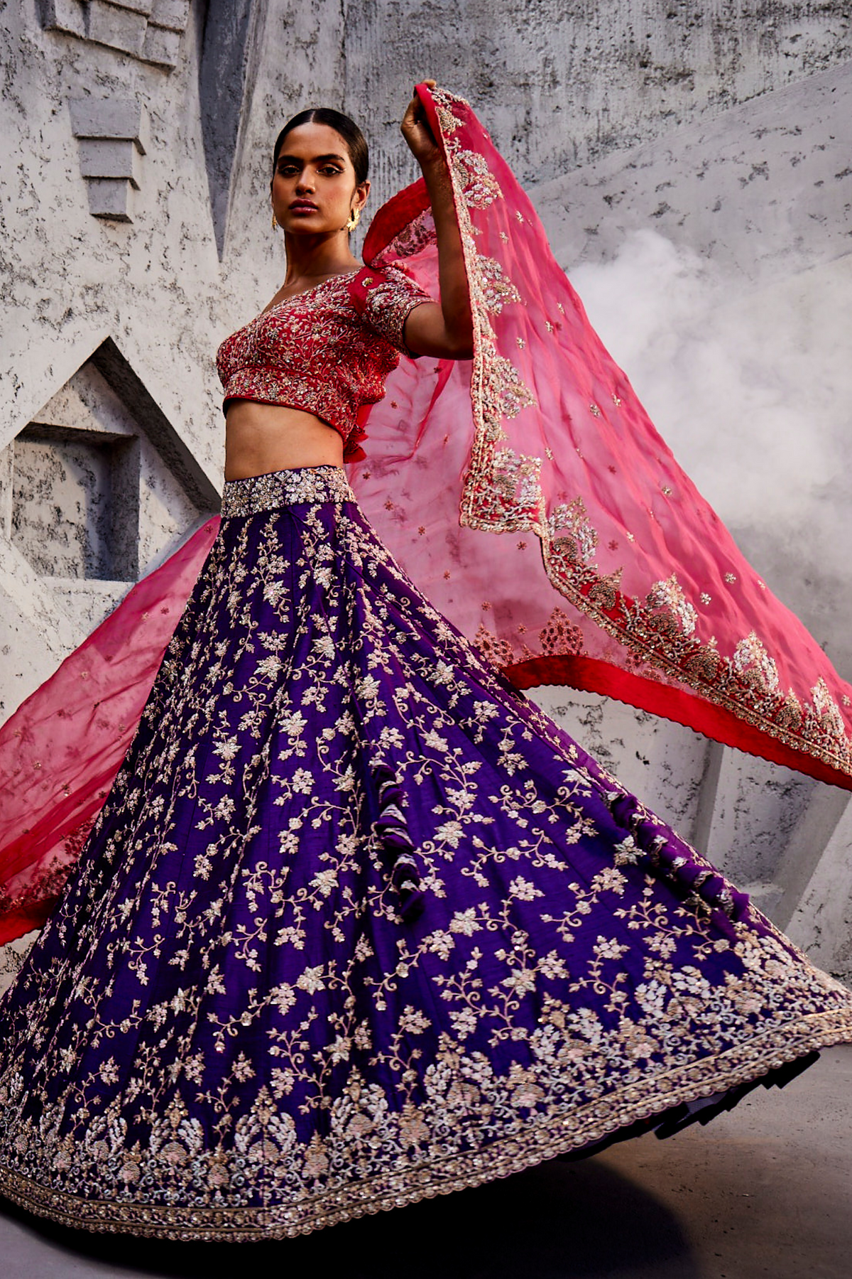 Purple All Over Creepers Lehenga