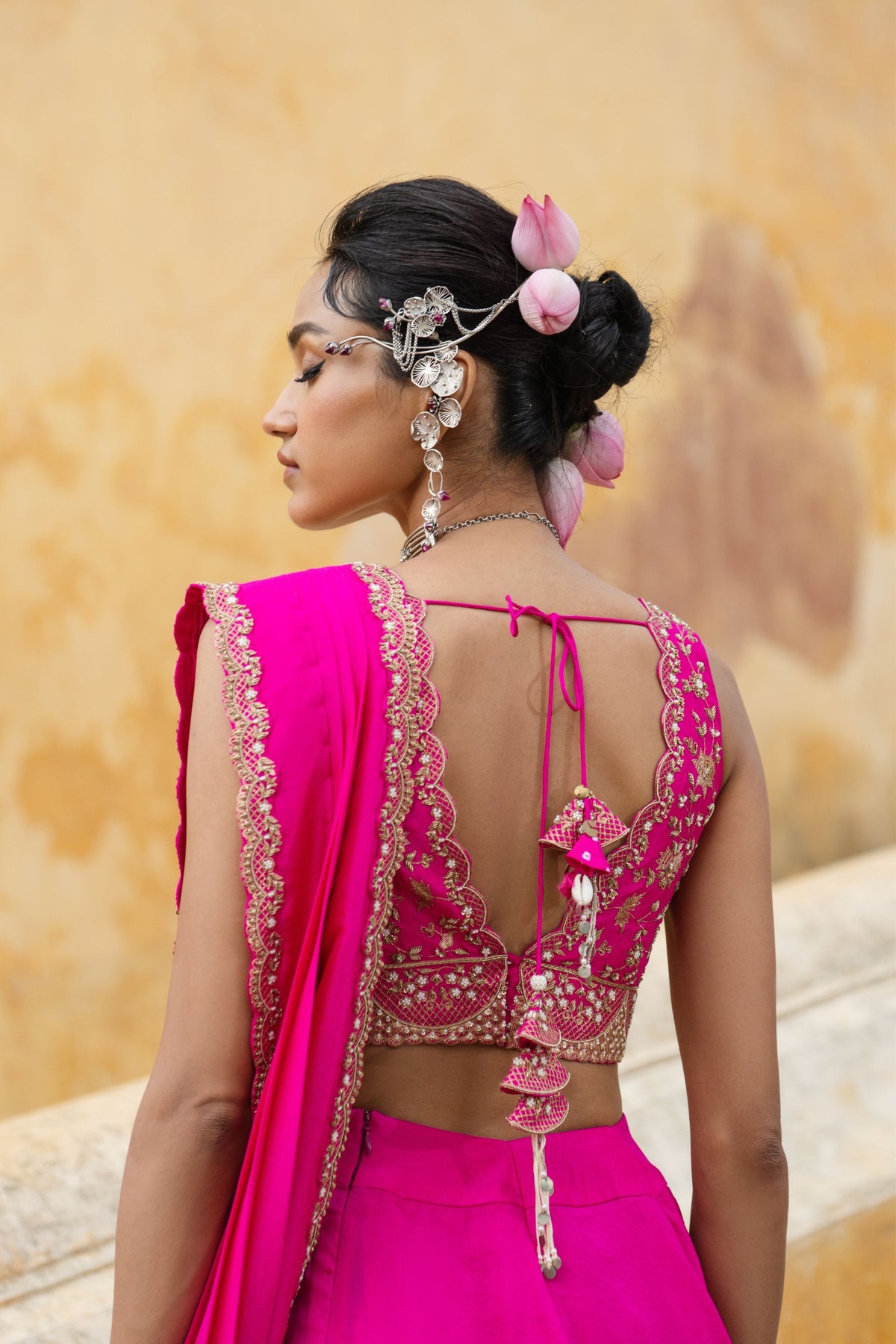 Bright Fuschia Draped Saree