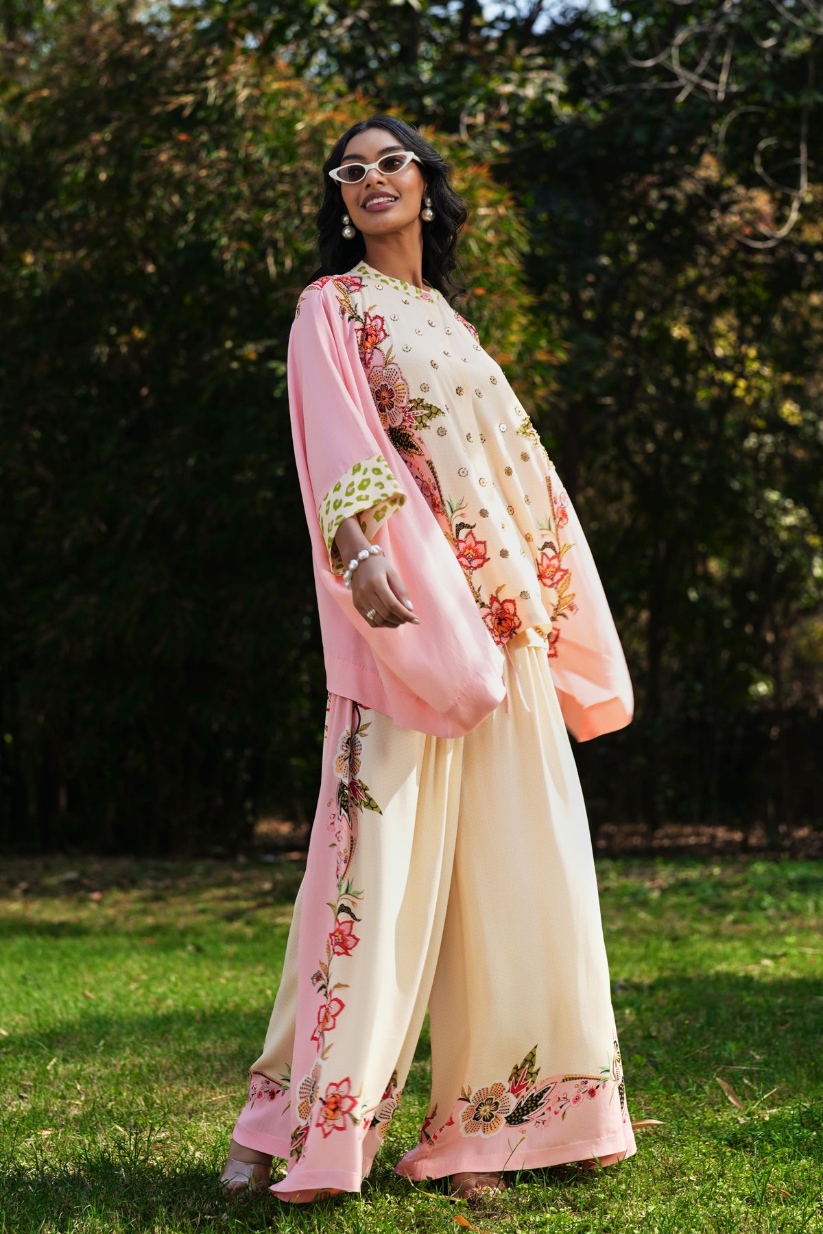 Percy Embroidered Cape With Pants Set