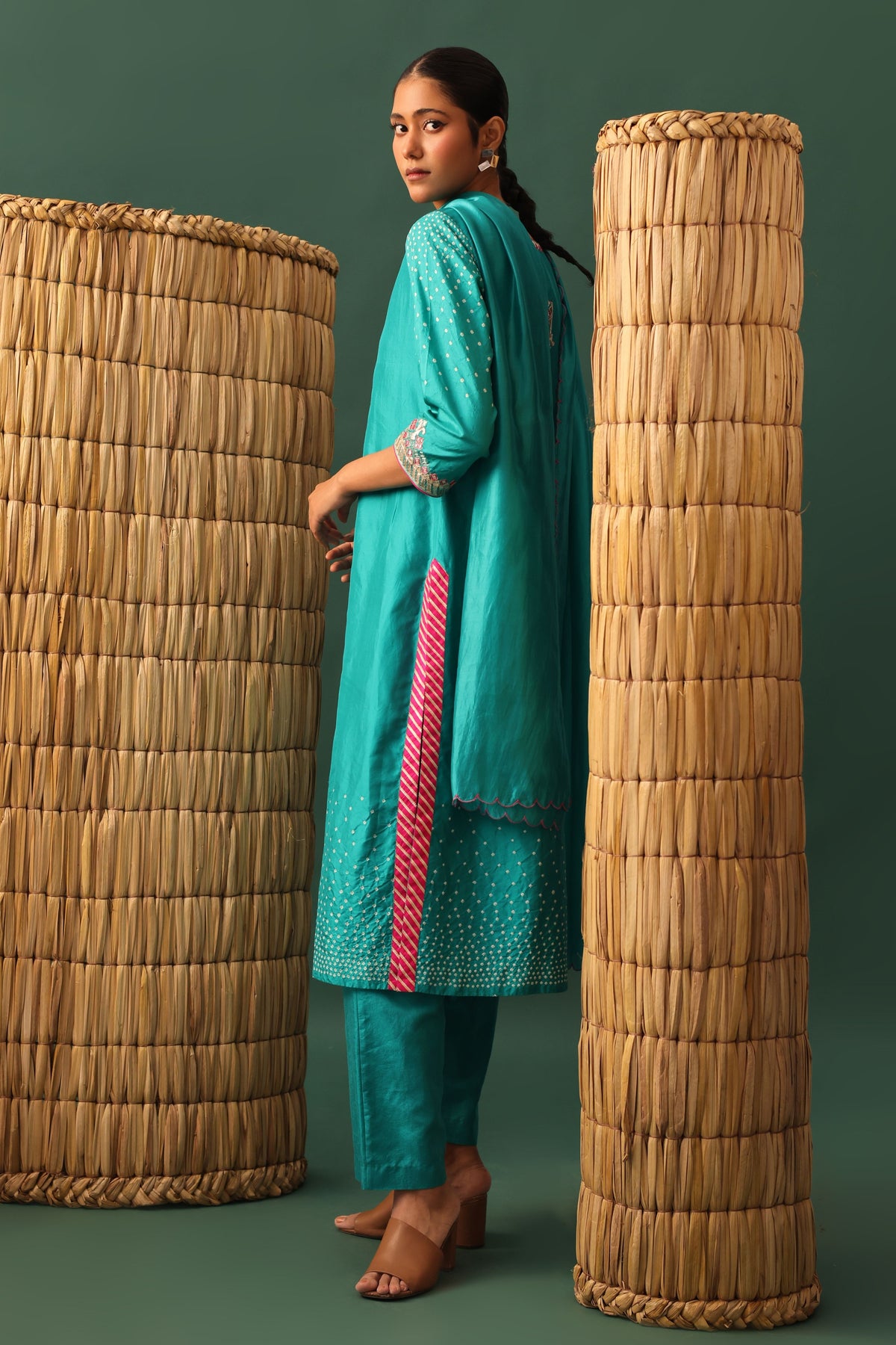 Blue Bandhani Gota Kurta Set