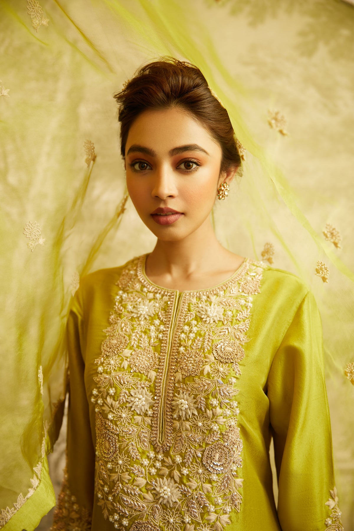 Lime Green Silk Kurta Set