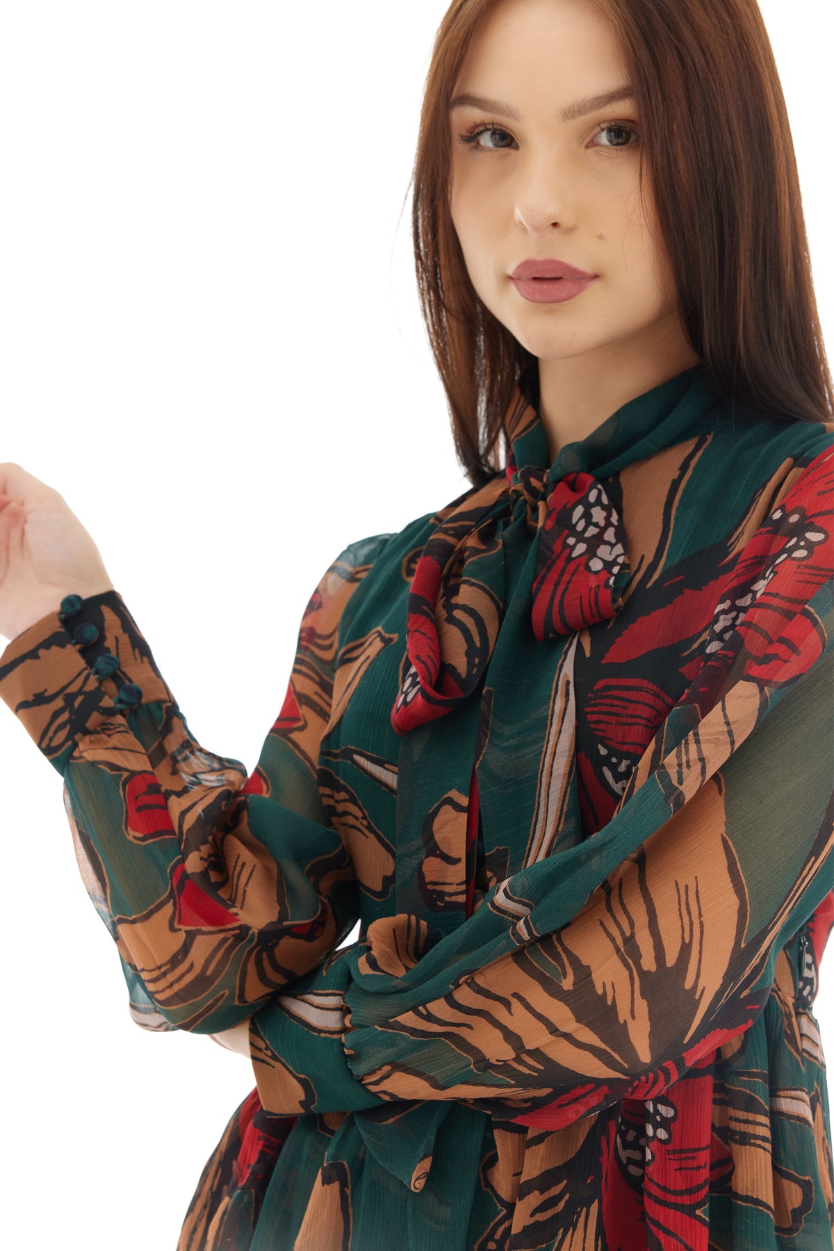 Green and Orange Long Dress