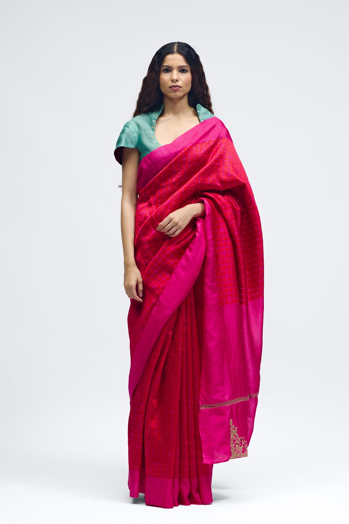 Sabina Pink Brocade Silk Saree