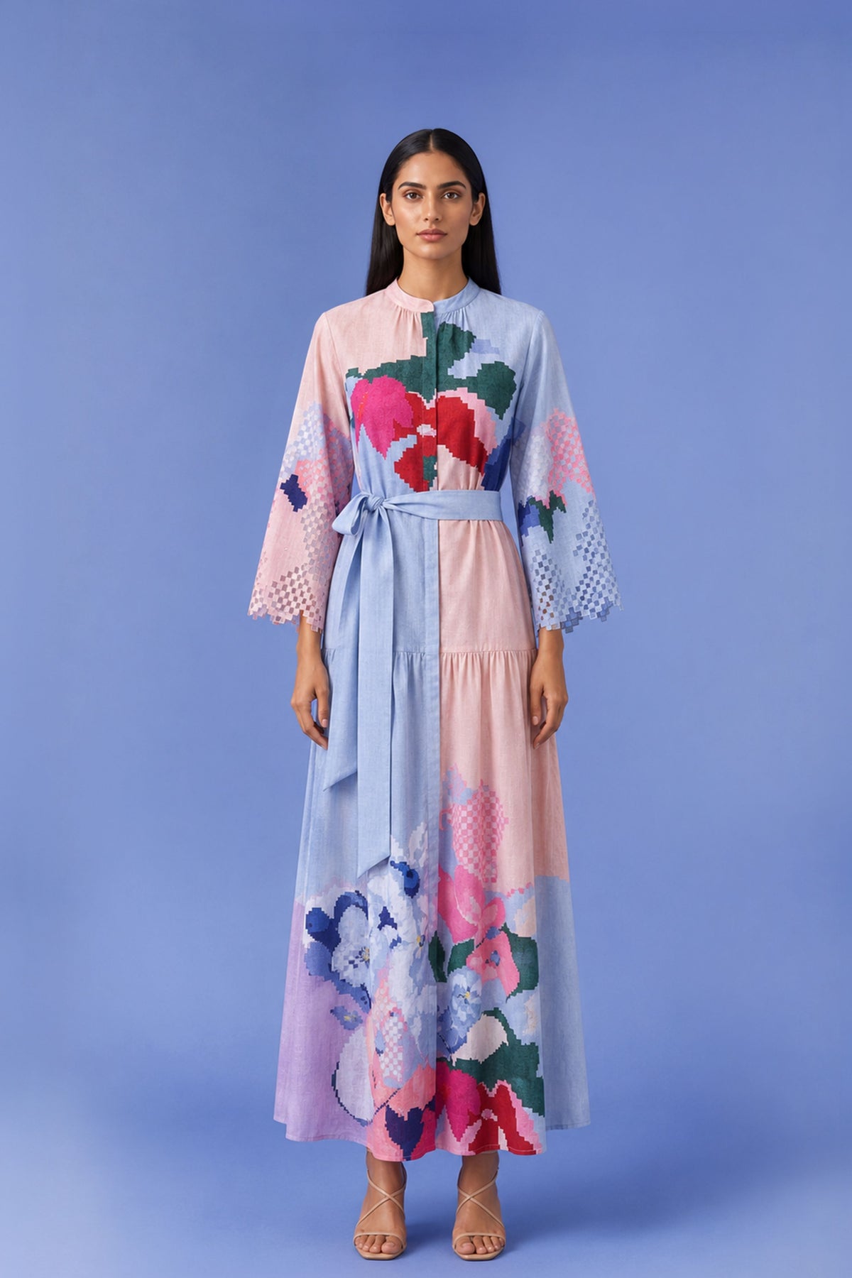 Ikat Cutwork Long Dress