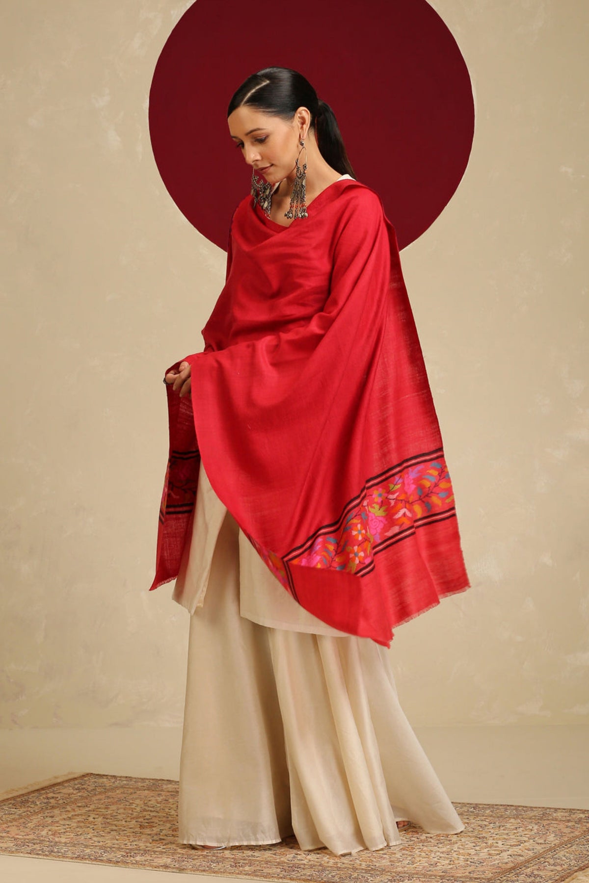 Kani Palla Red Stole