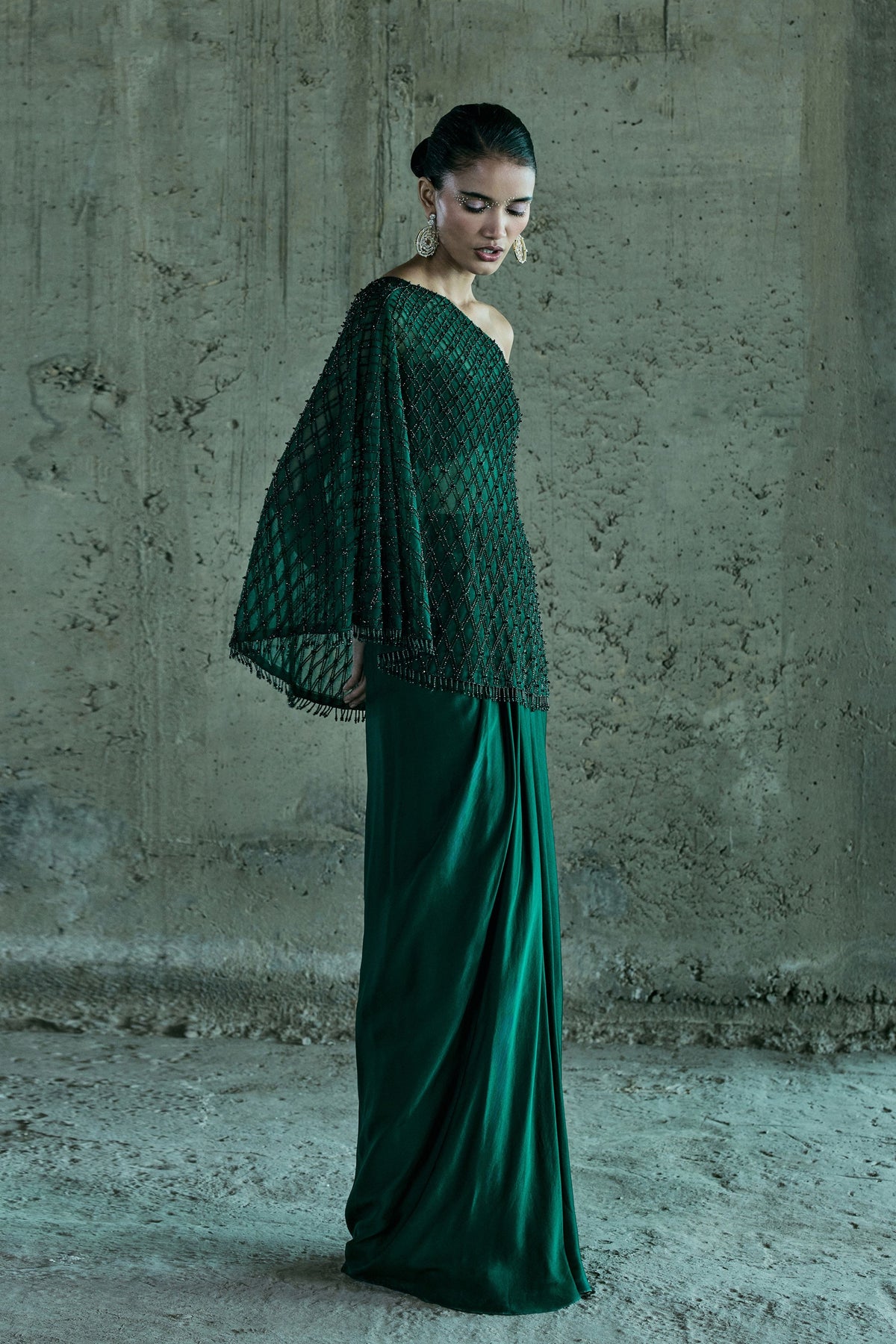 Emerald Cape With Bustier and Skirt