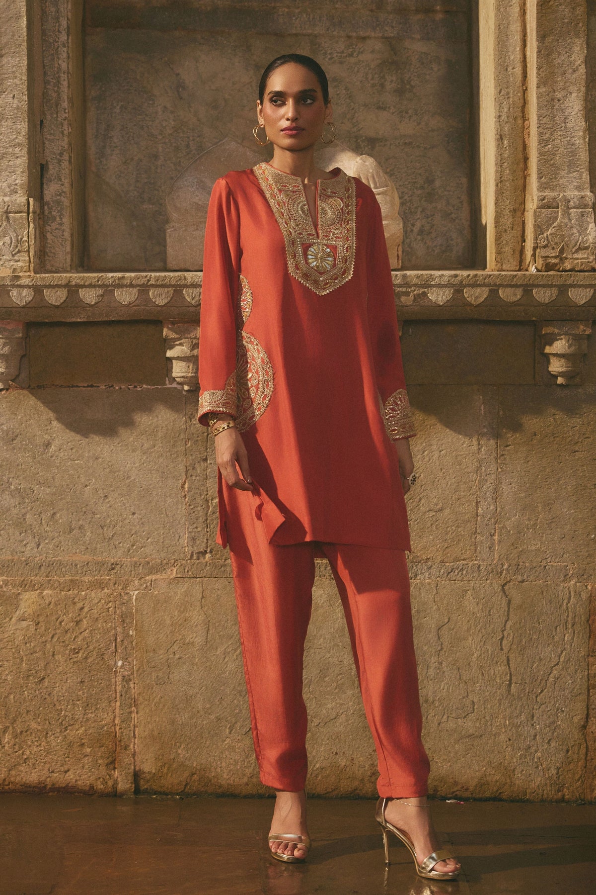 Red Short Kurta Set