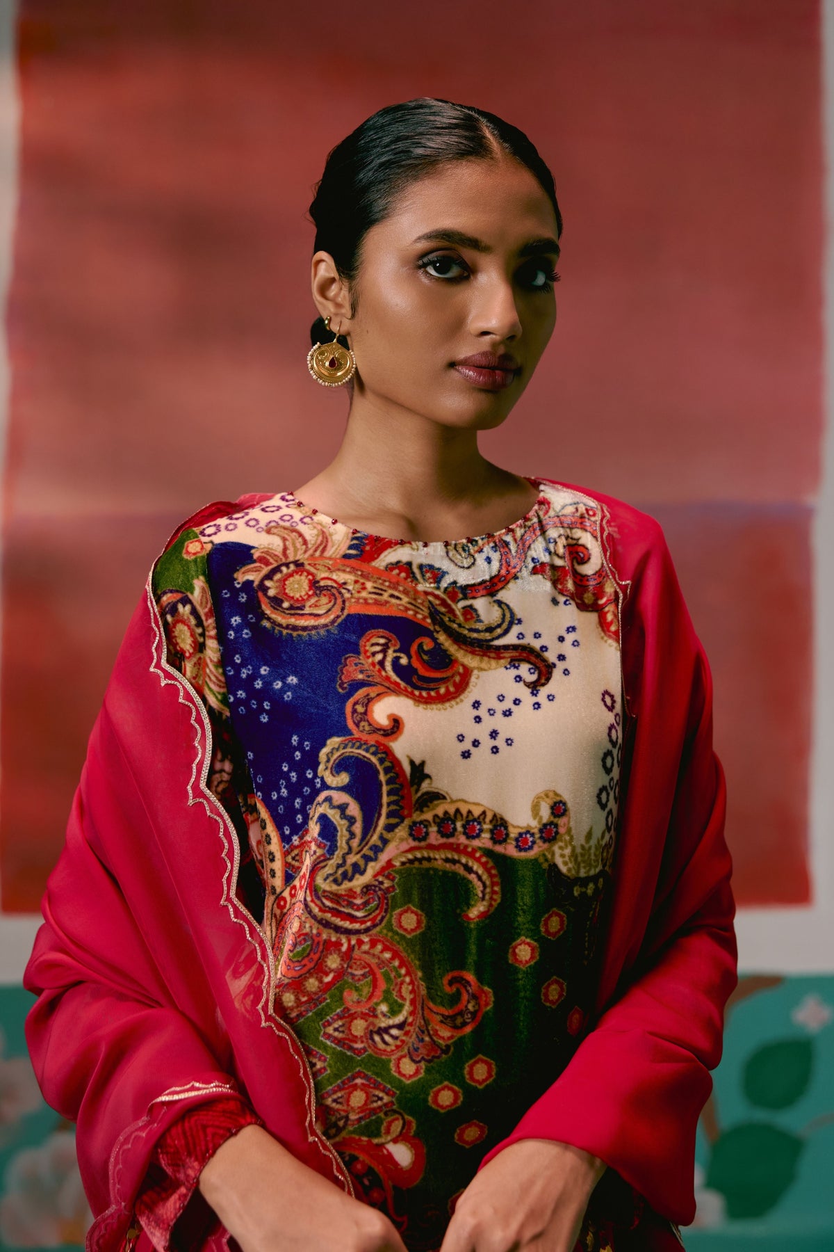 Paisley Velvet Kurta Set