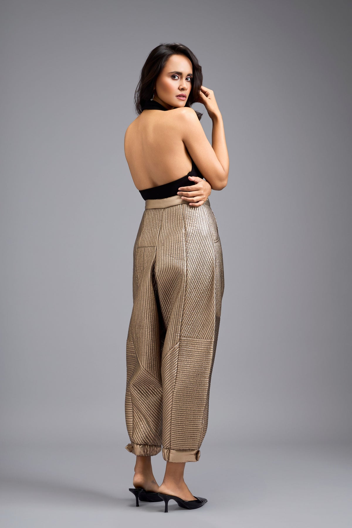 Metallic Gold Quilted Pants