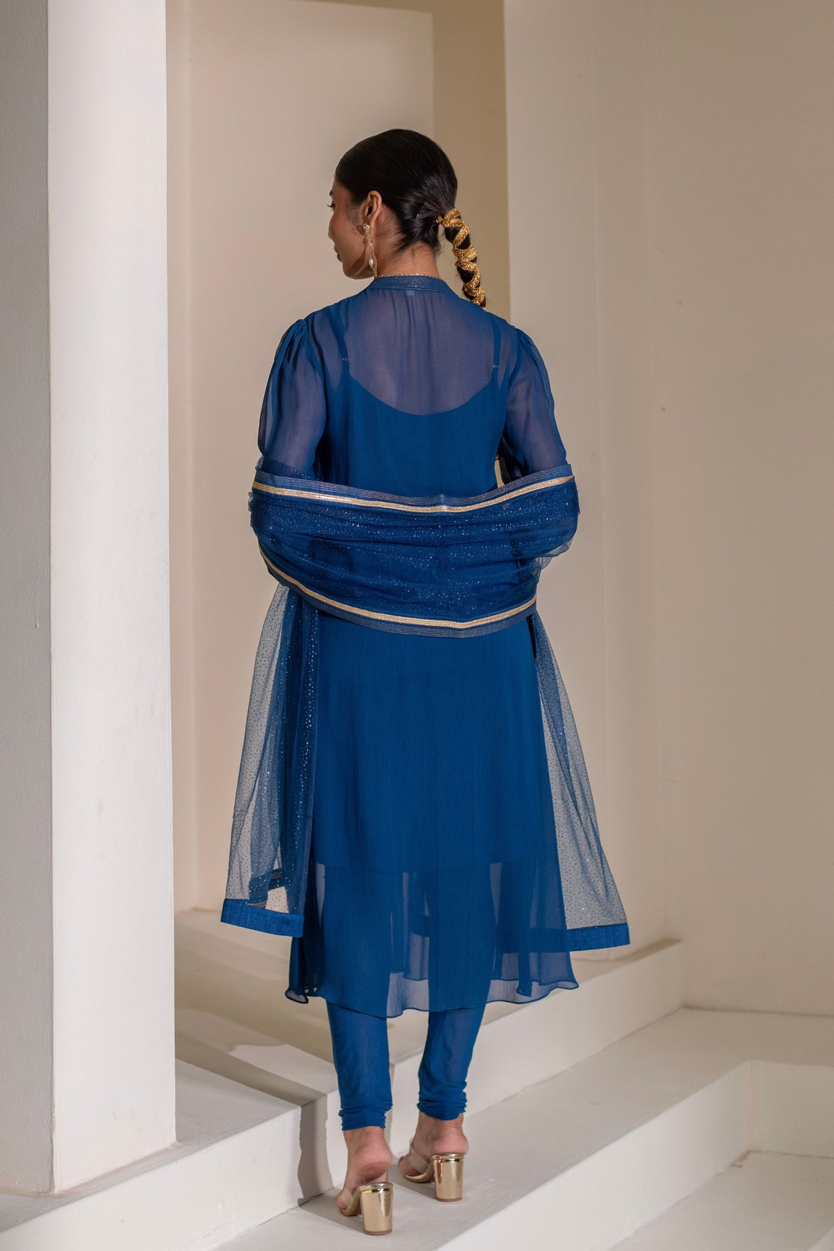 Blue  Embellished Kurta Set
