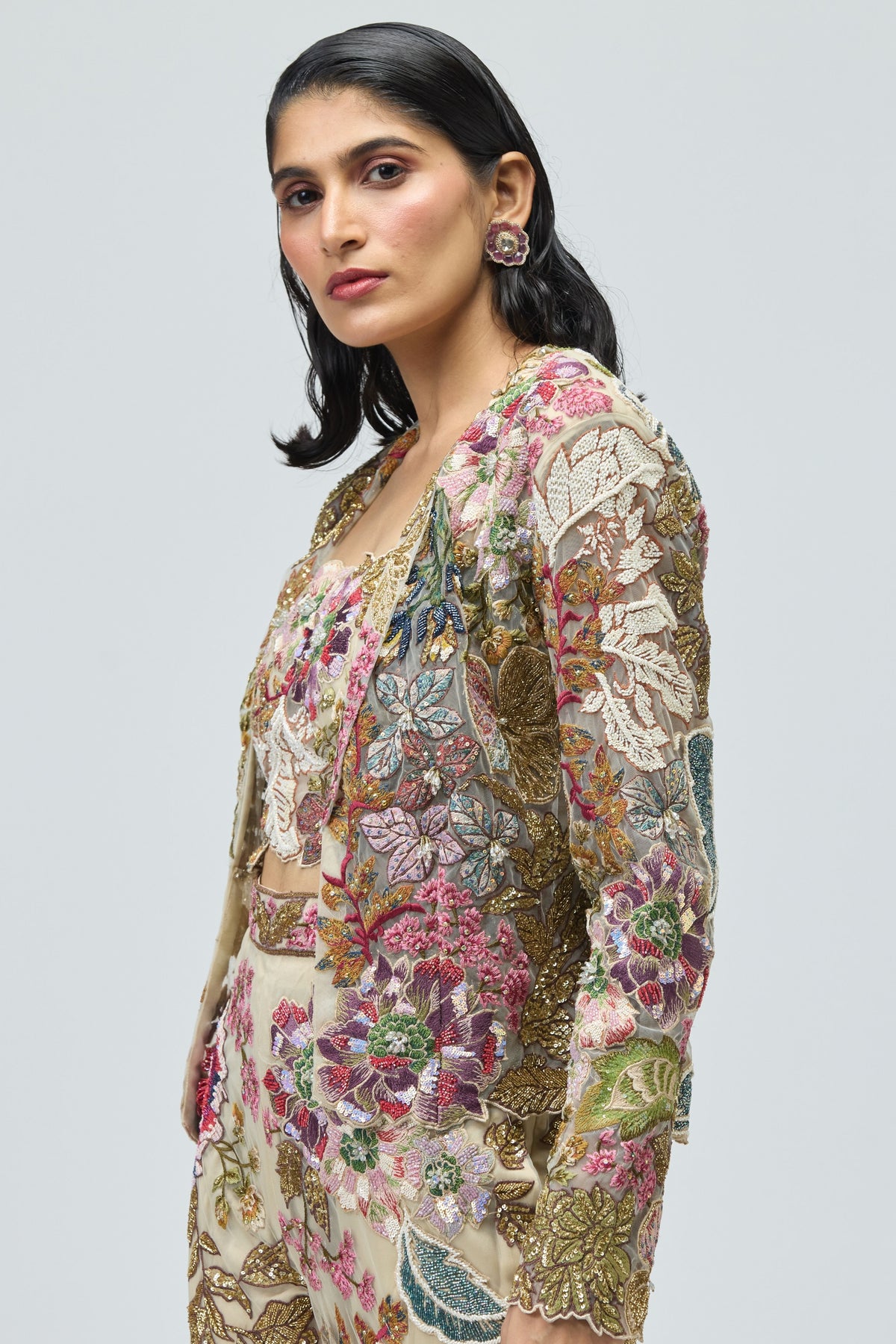 Embroidered Jacket Set