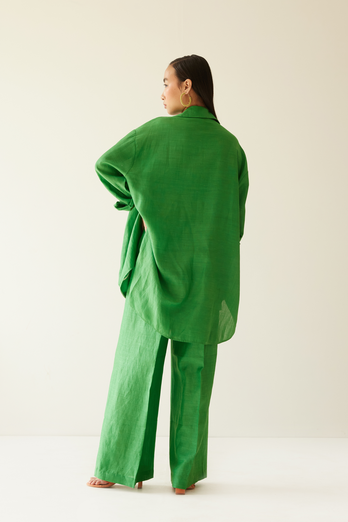 Green Linen Oversized Co-ord Set
