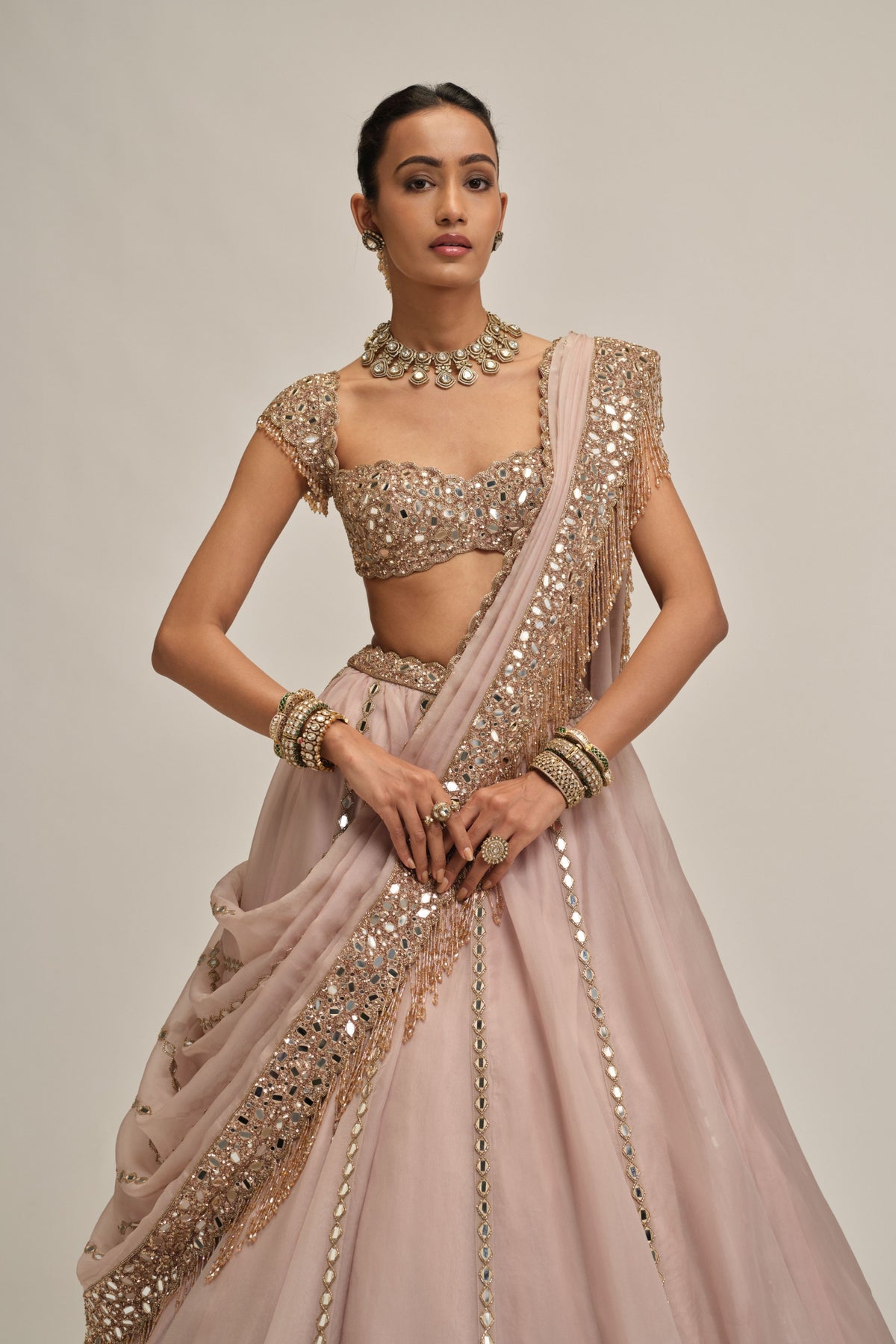 Ash Embroidered Lehenga Set