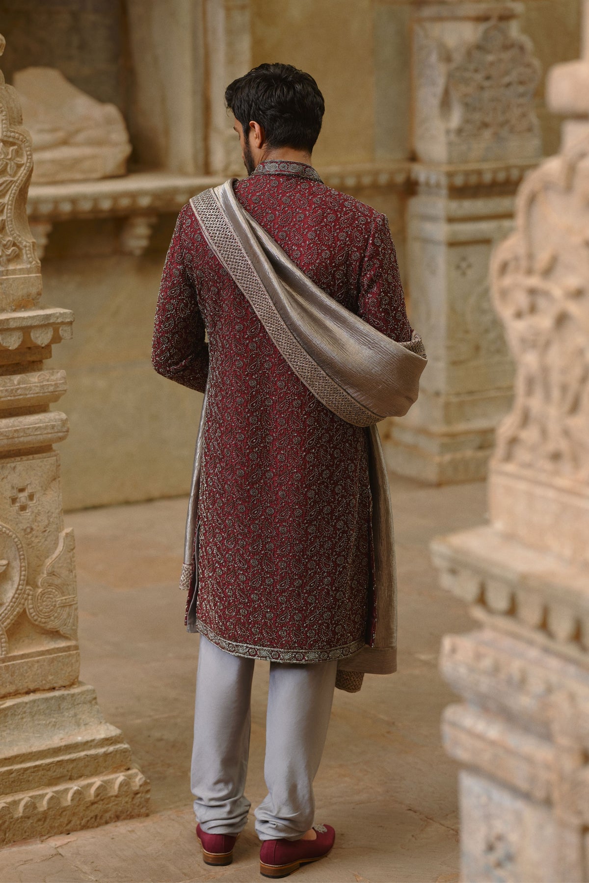 Burgundy Sherwani Set