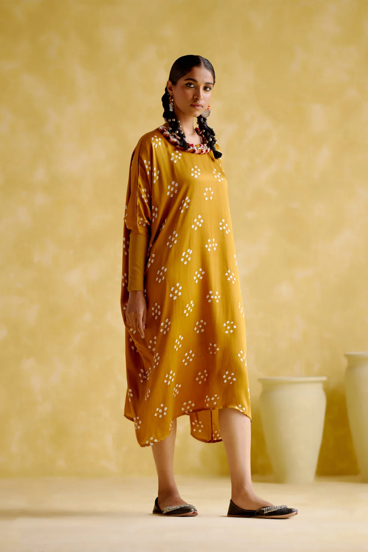 Annapoorna Yellow Bandhini Kaftan