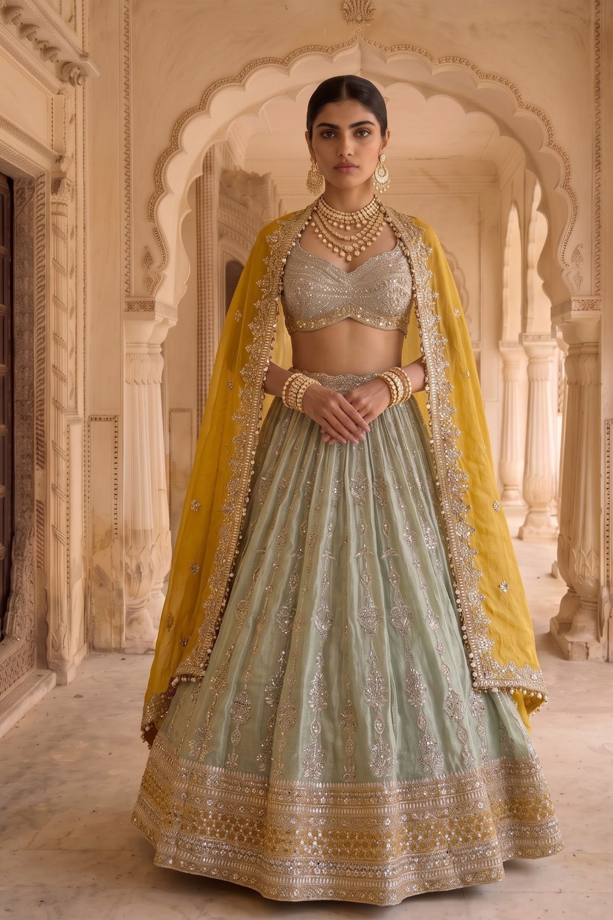 Basanti Gulzar Lehenga Set