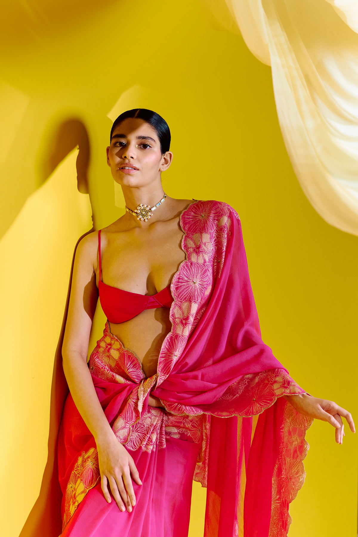 Handwoven Pink Georgette Saree