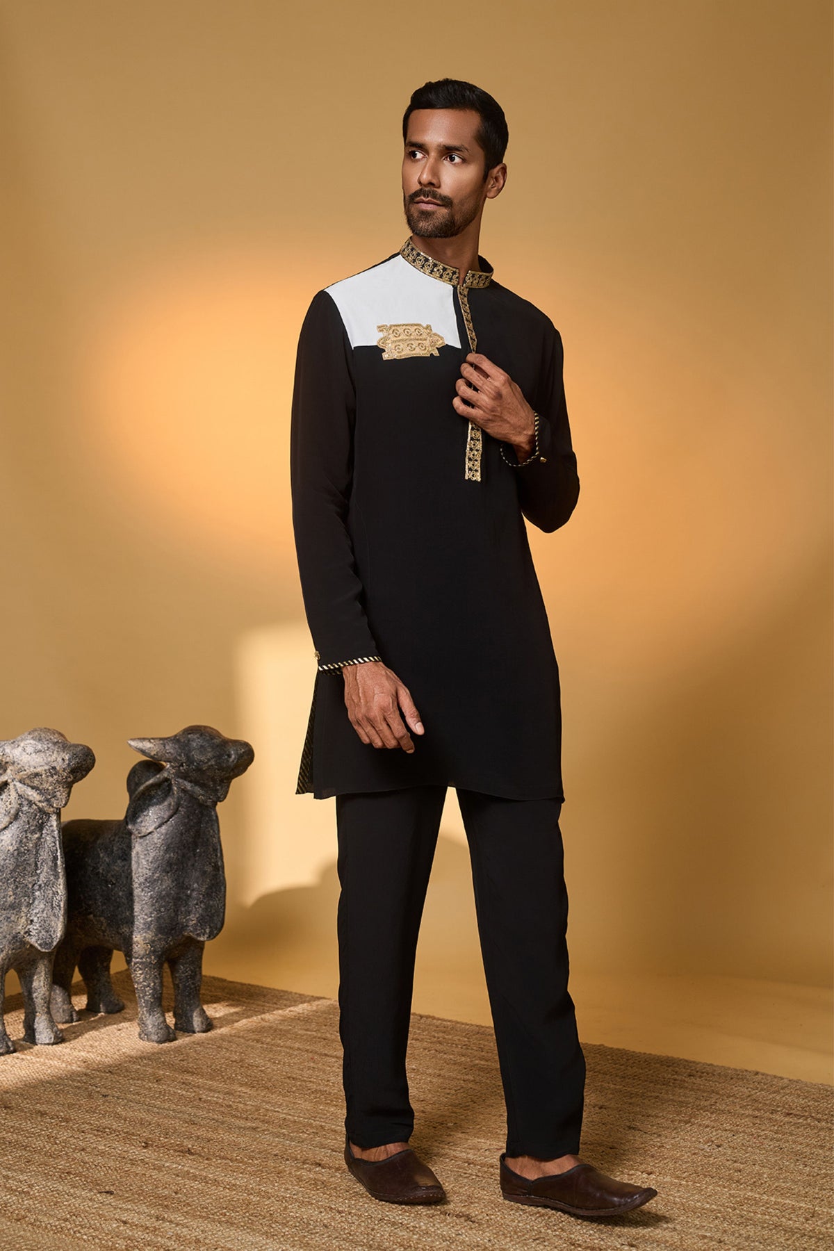 Black White Turtle Tale Kurta Set