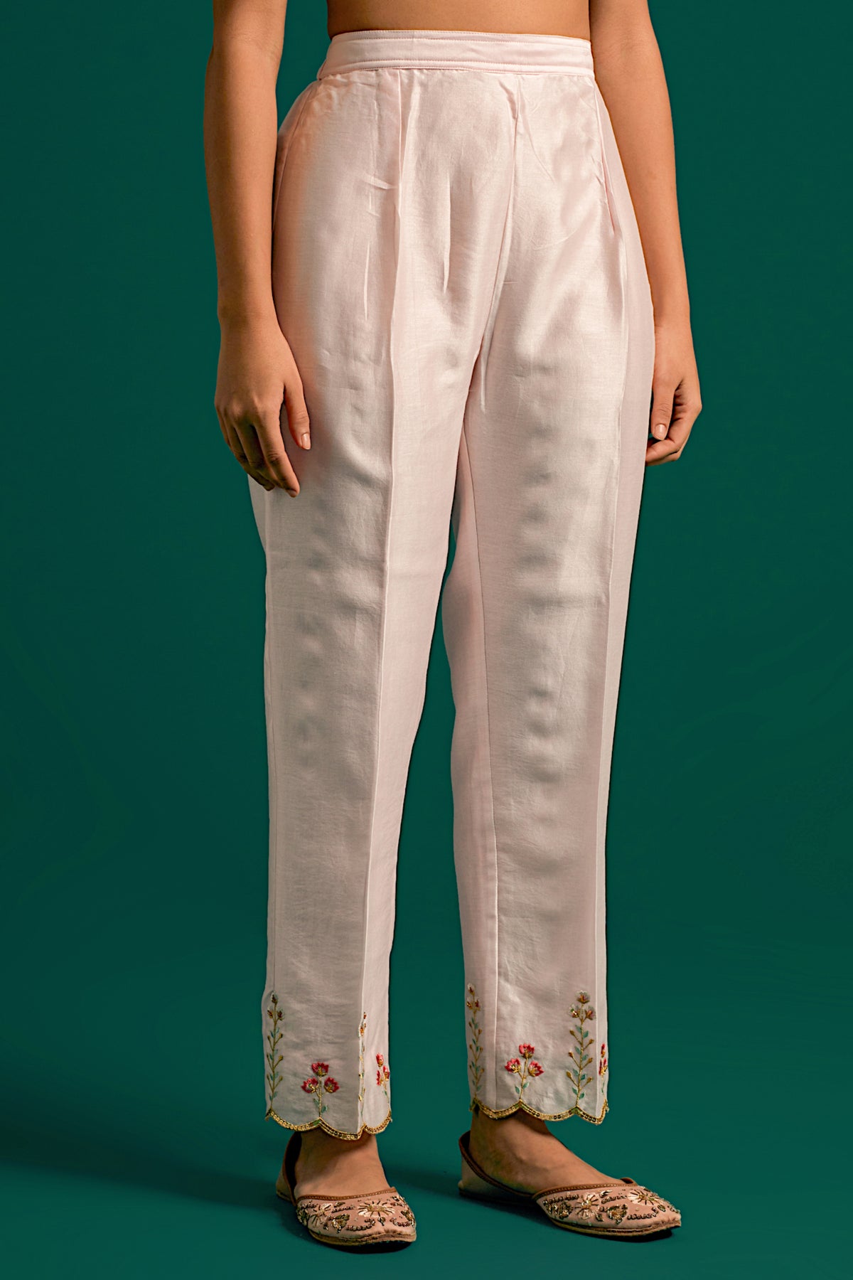 Pink Silk Chanderi Kurta and Pant