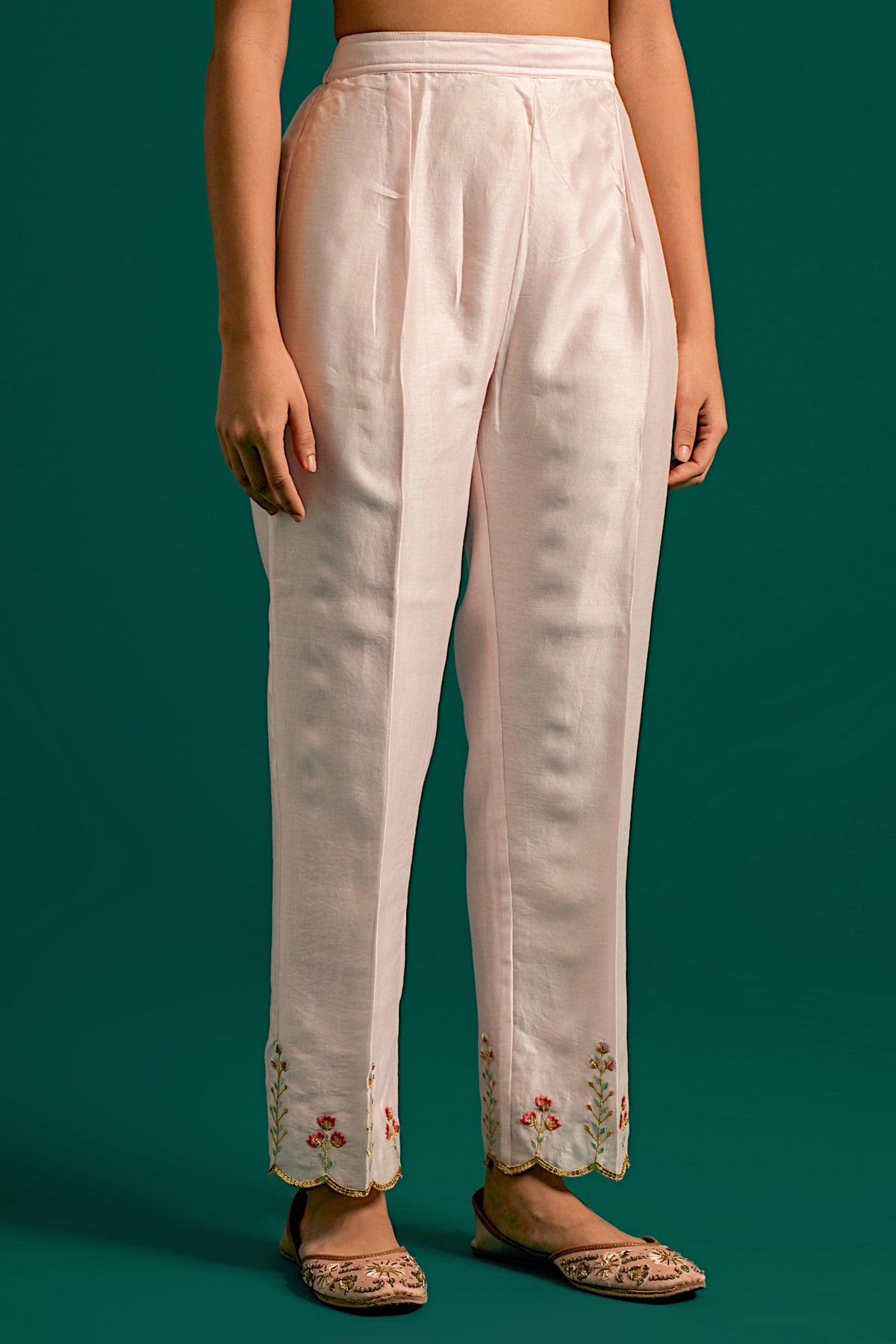 Pink Silk Chanderi Kurta and Pant