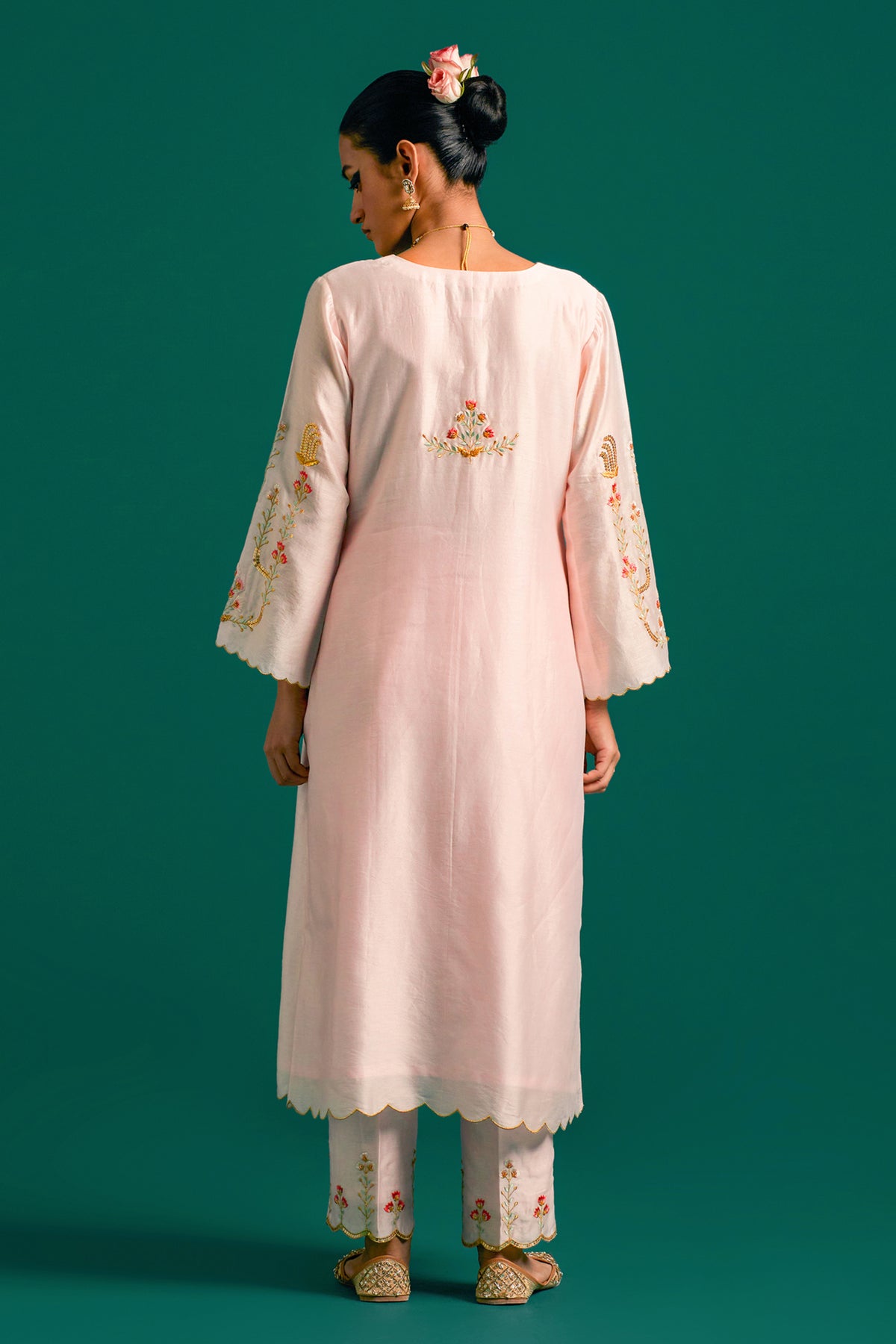 Pink Silk Chanderi Kurta and Pant