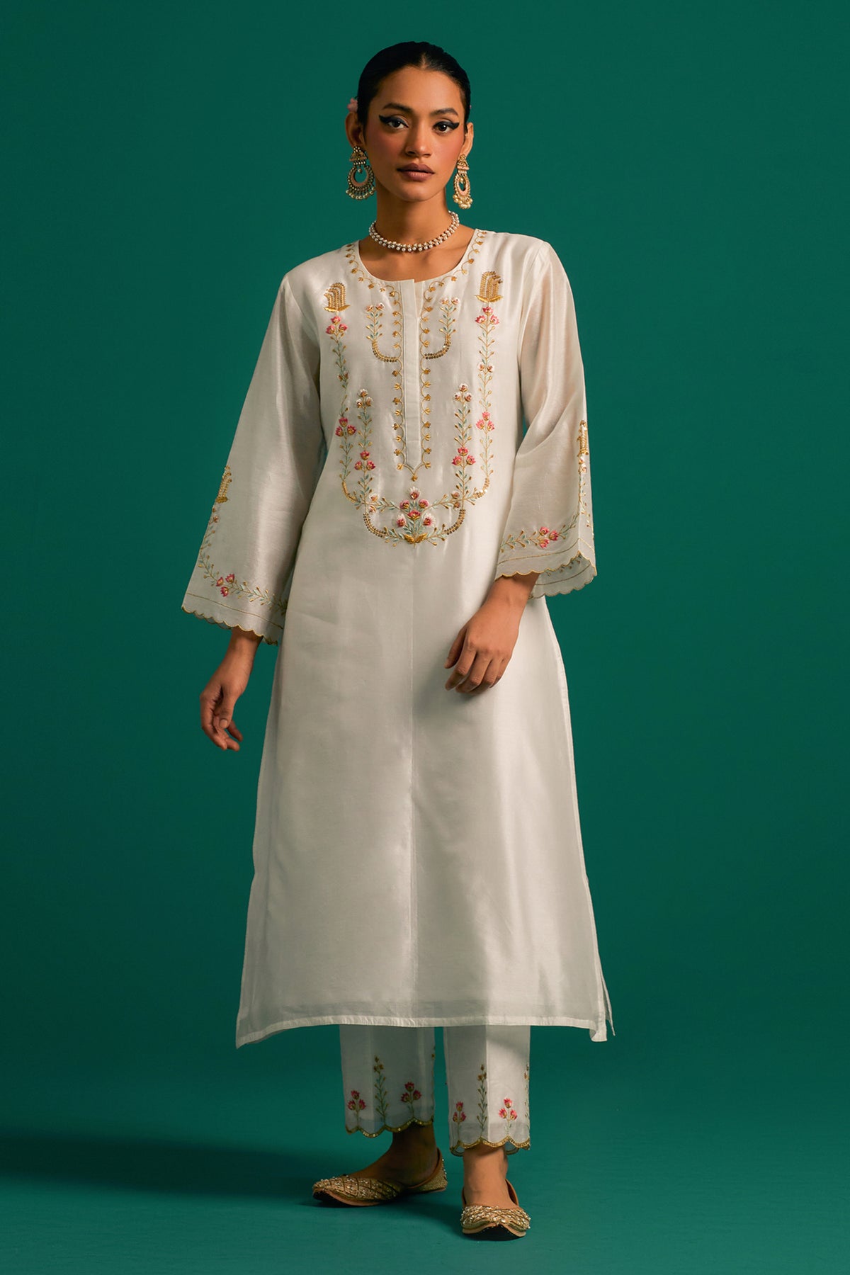 Off White Silk Chanderi Kurta and Pant