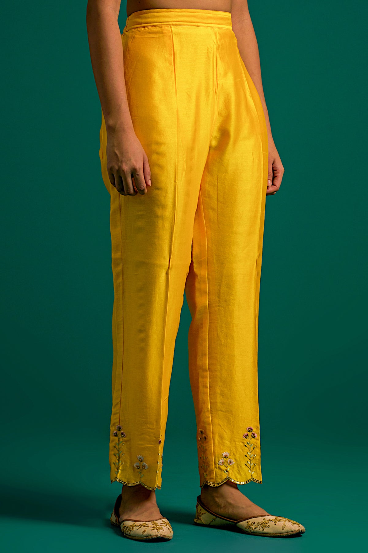 Yellow Silk Chanderi Kurta and Pant