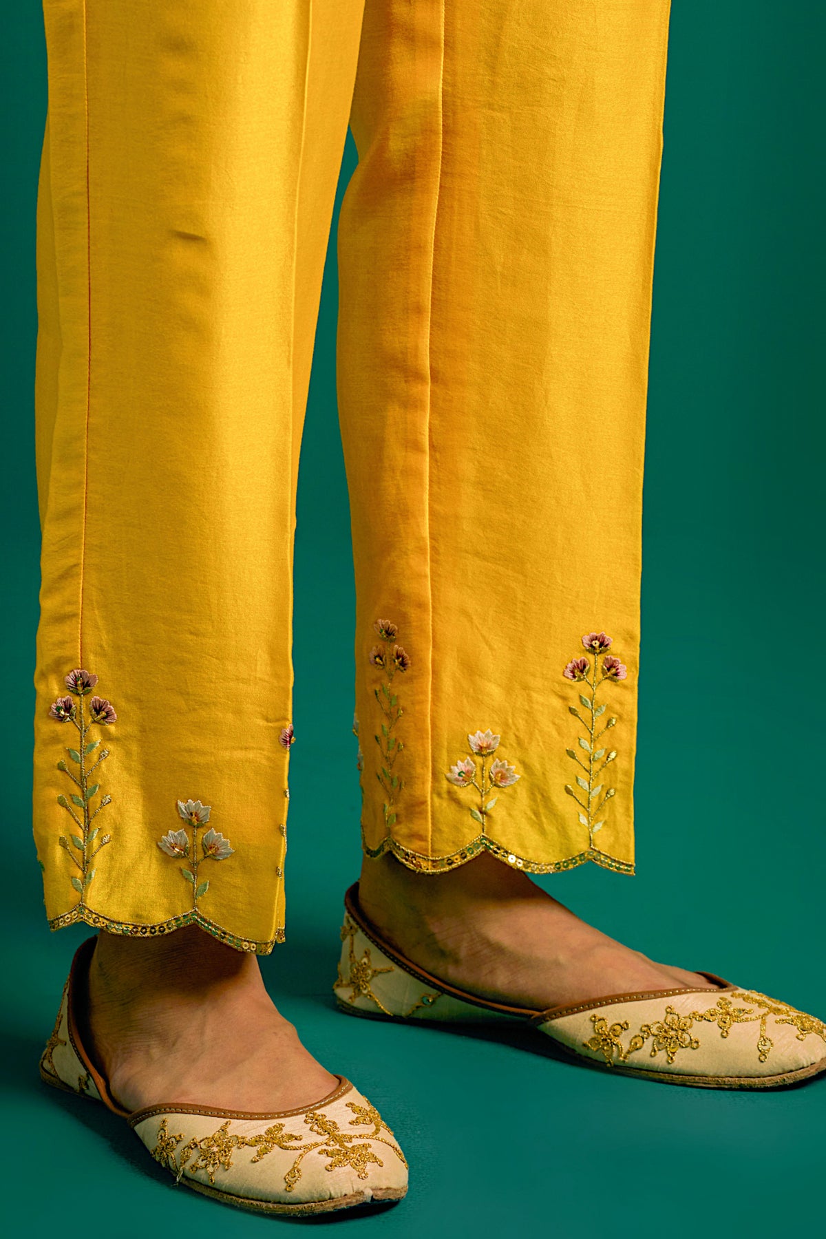 Yellow Silk Chanderi Kurta and Pant