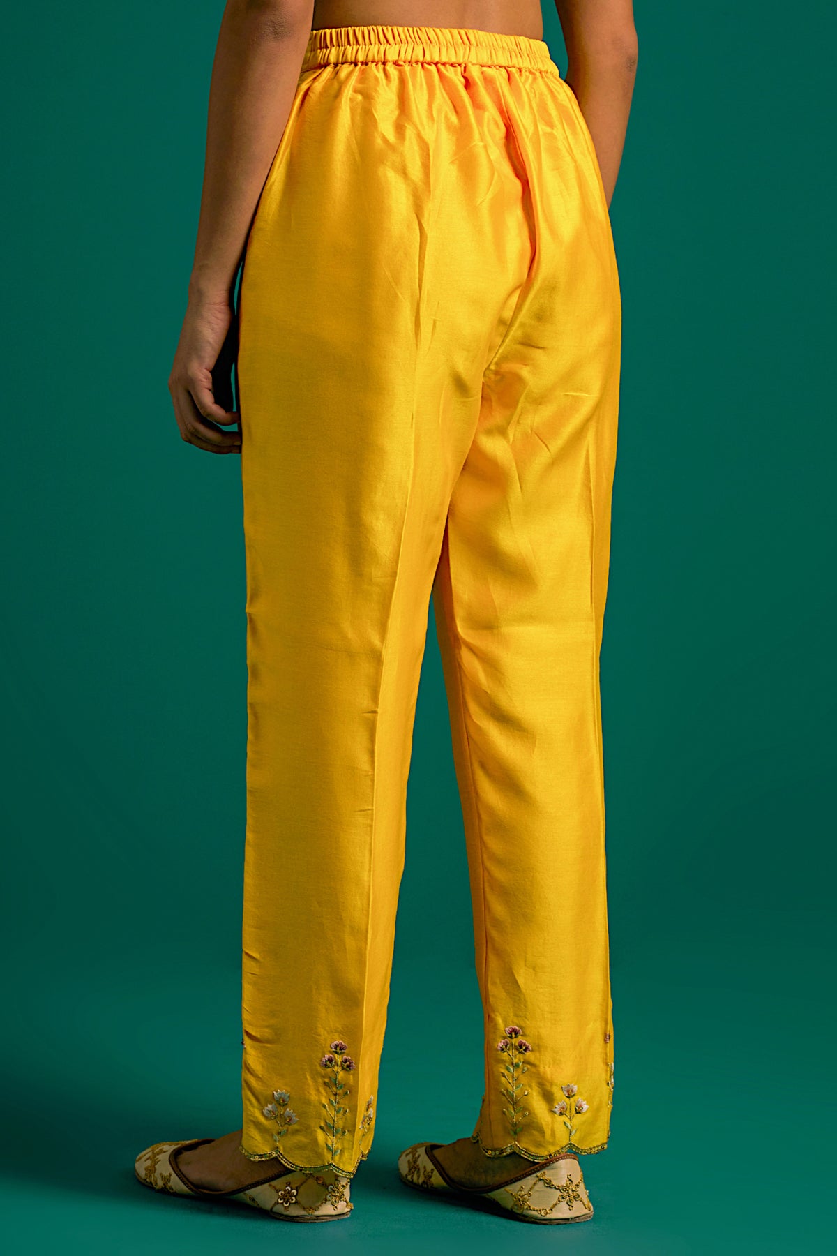 Yellow Silk Chanderi Kurta and Pant