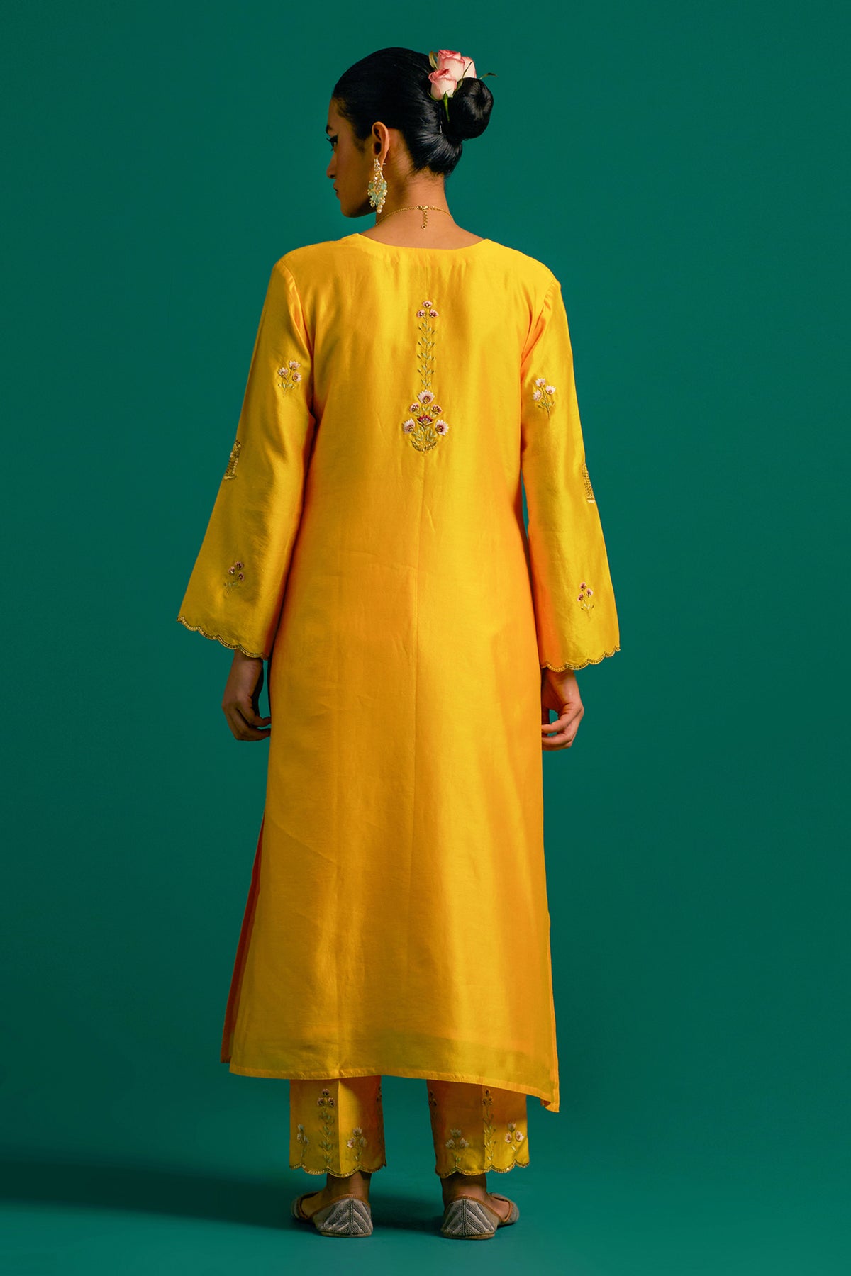 Yellow Silk Chanderi Kurta and Pant