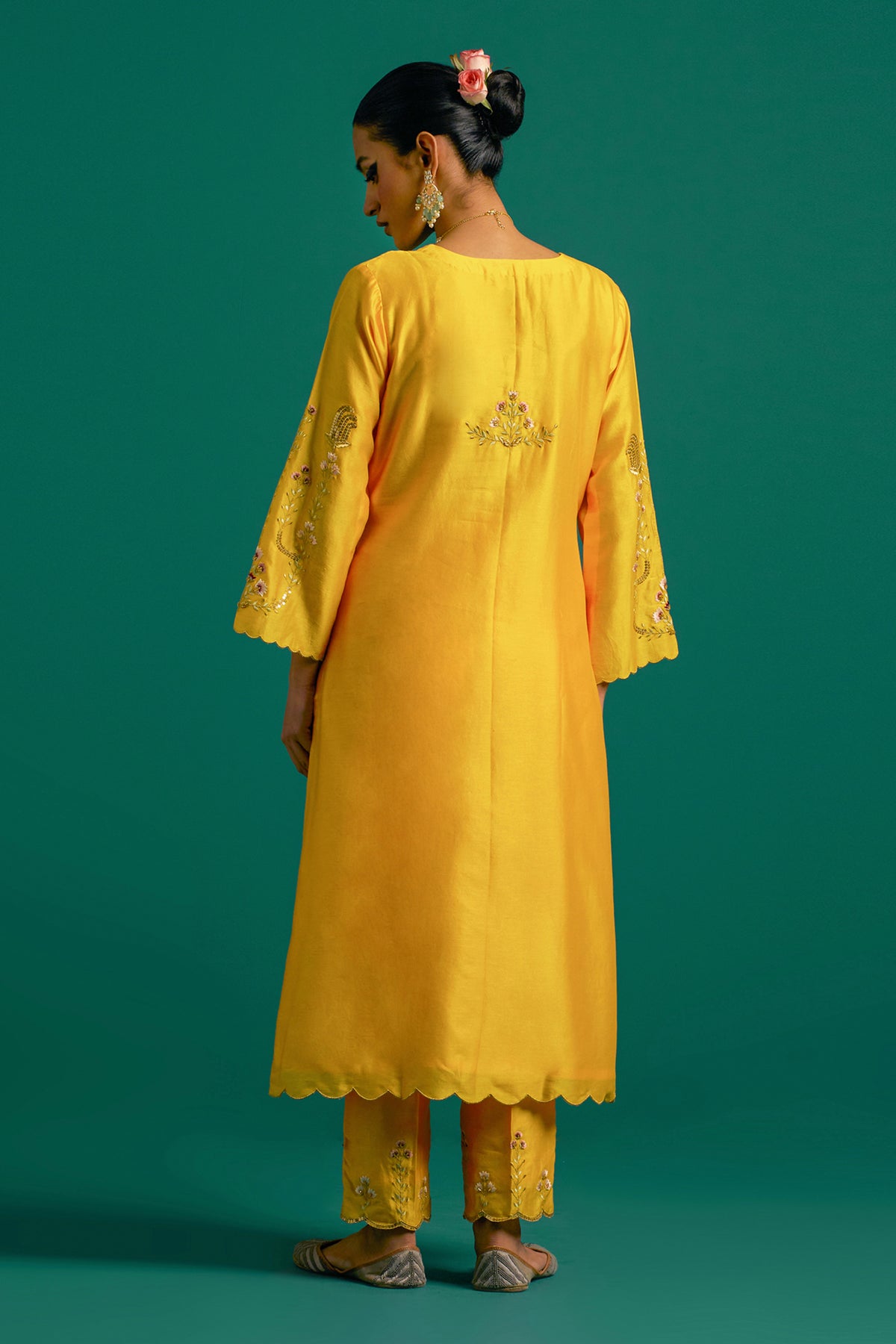 Yellow Silk Chanderi Kurta and Pant